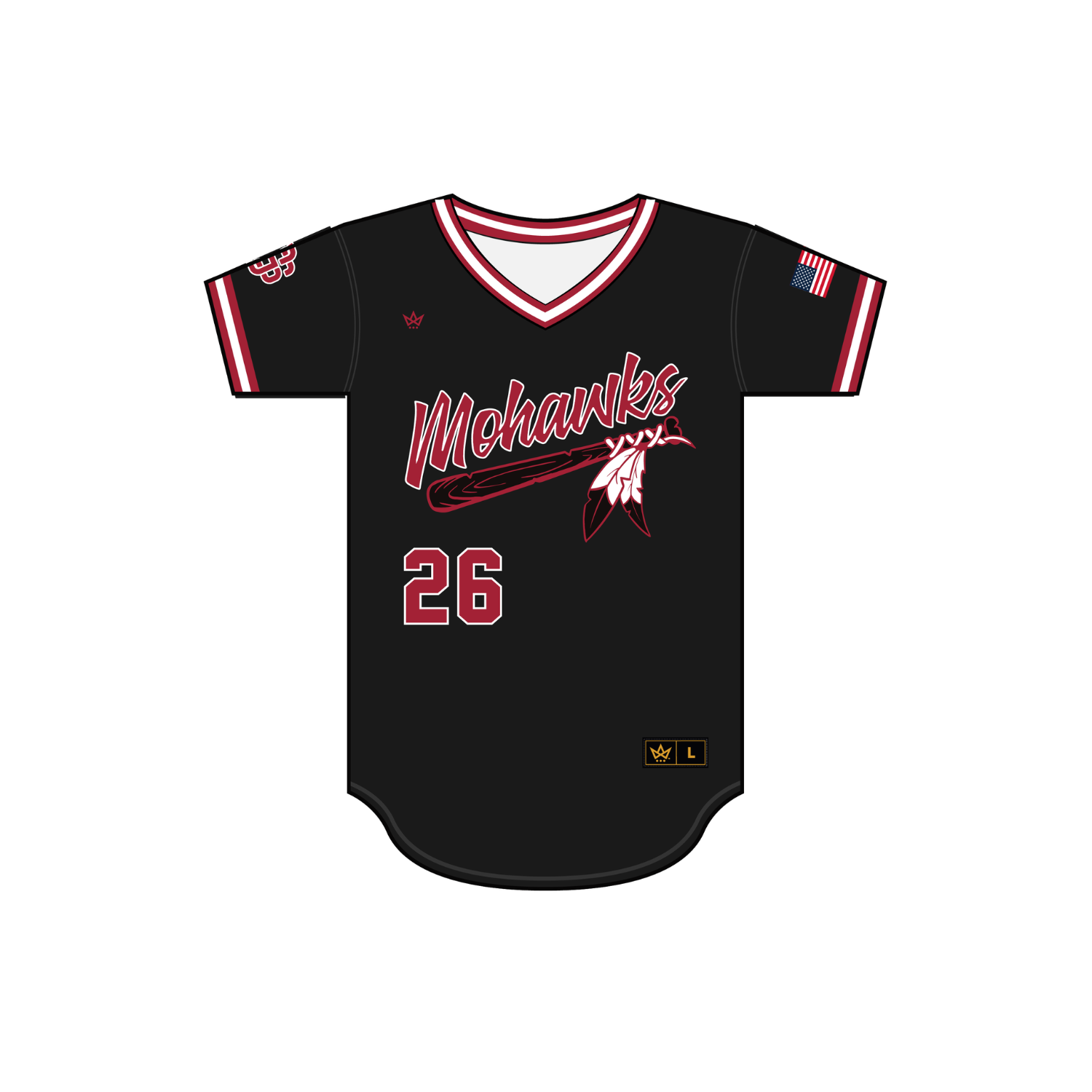 SCOTIA GLENVILLE MOHAWKS BASEBALL V-NECK JERSEY