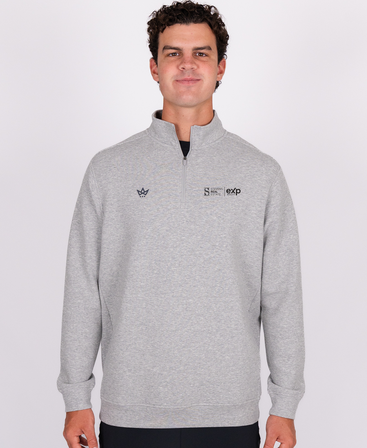 STEVENS REAL ESTATE ROYALKNIT QUARTER-ZIP - HEATHER STERLING