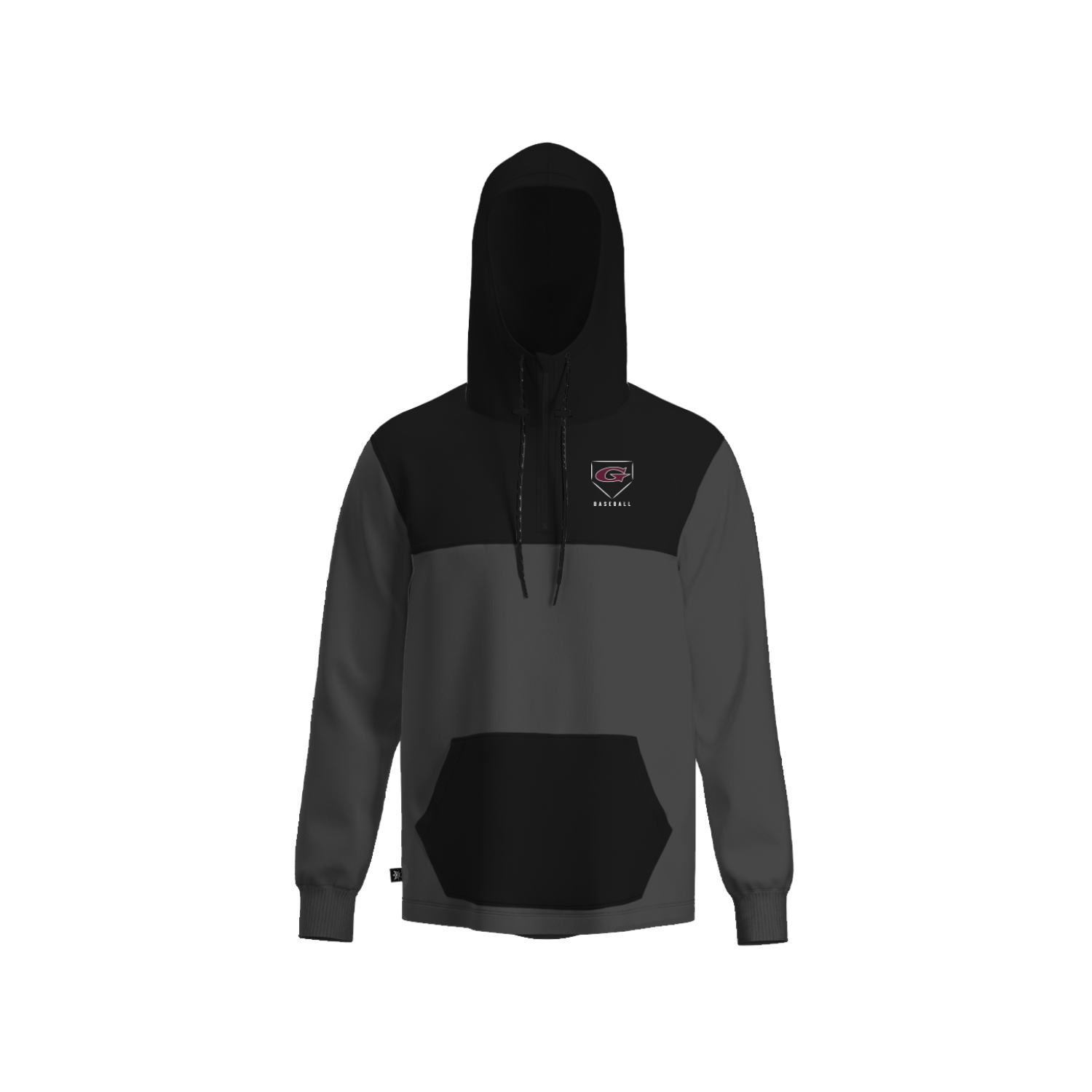 GOLDEN HS BASEBALL PANELED HOODIE - CHARCOAL