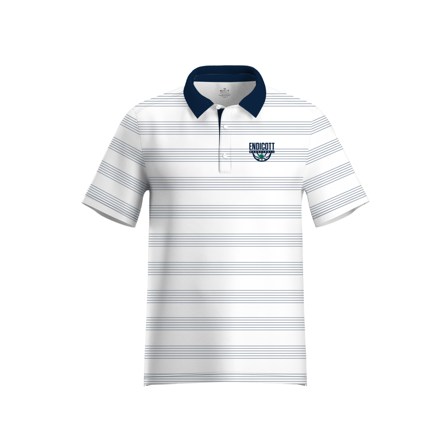 ENDICOTT BASKETBALL SUB PERFORMANCE POLO [WHITE/NAVY STRIPES]