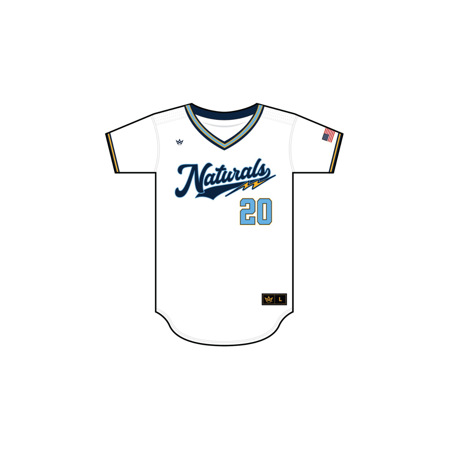 GARDEN STATE NATURALS 2026 BASEBALL V-NECK JERSEY - WHITE