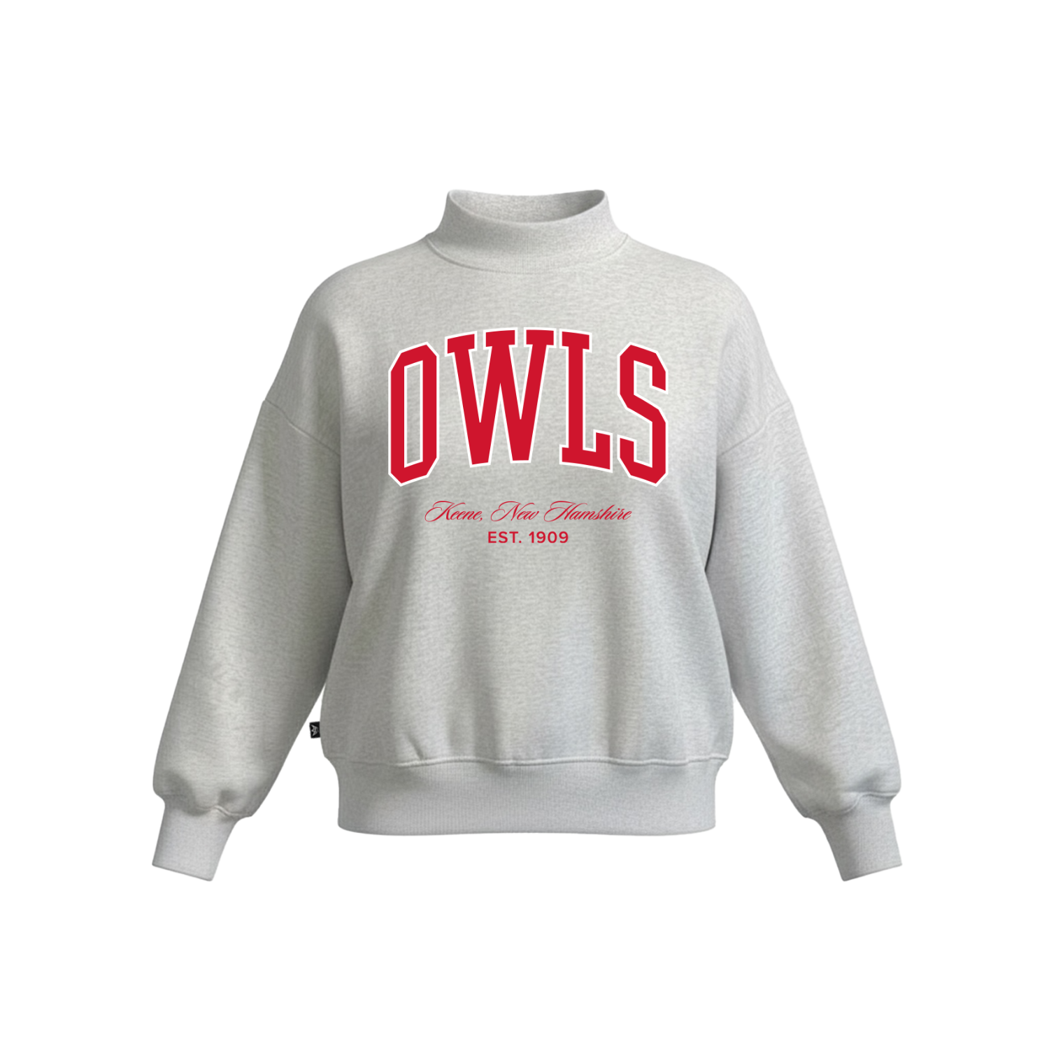 KEENE STATE COLLEGE WOMEN'S COTTON FLEECE MOCKNECK - EMB [GREY]