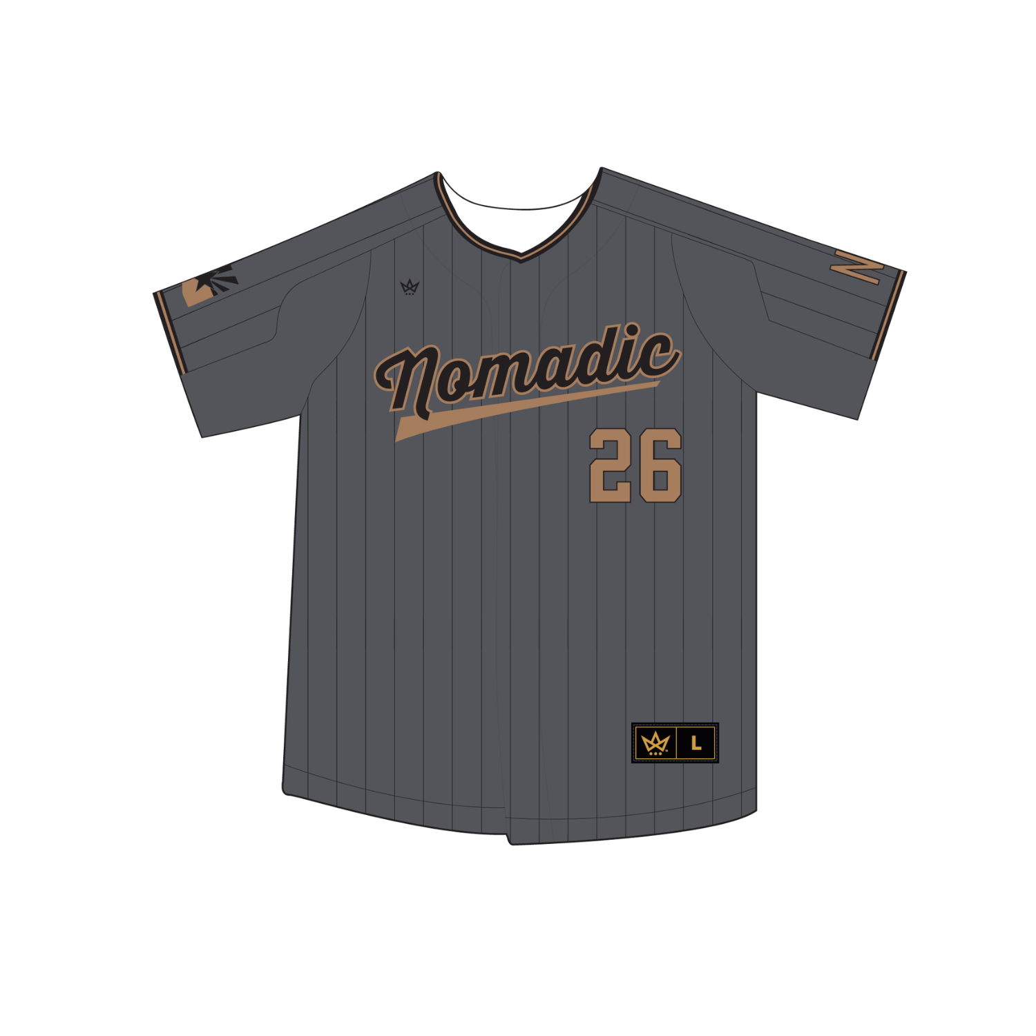 NOMADIC BASEBALL BASEBALL VENTUS FULL BUTTON JERSEY [CHARCOAL]