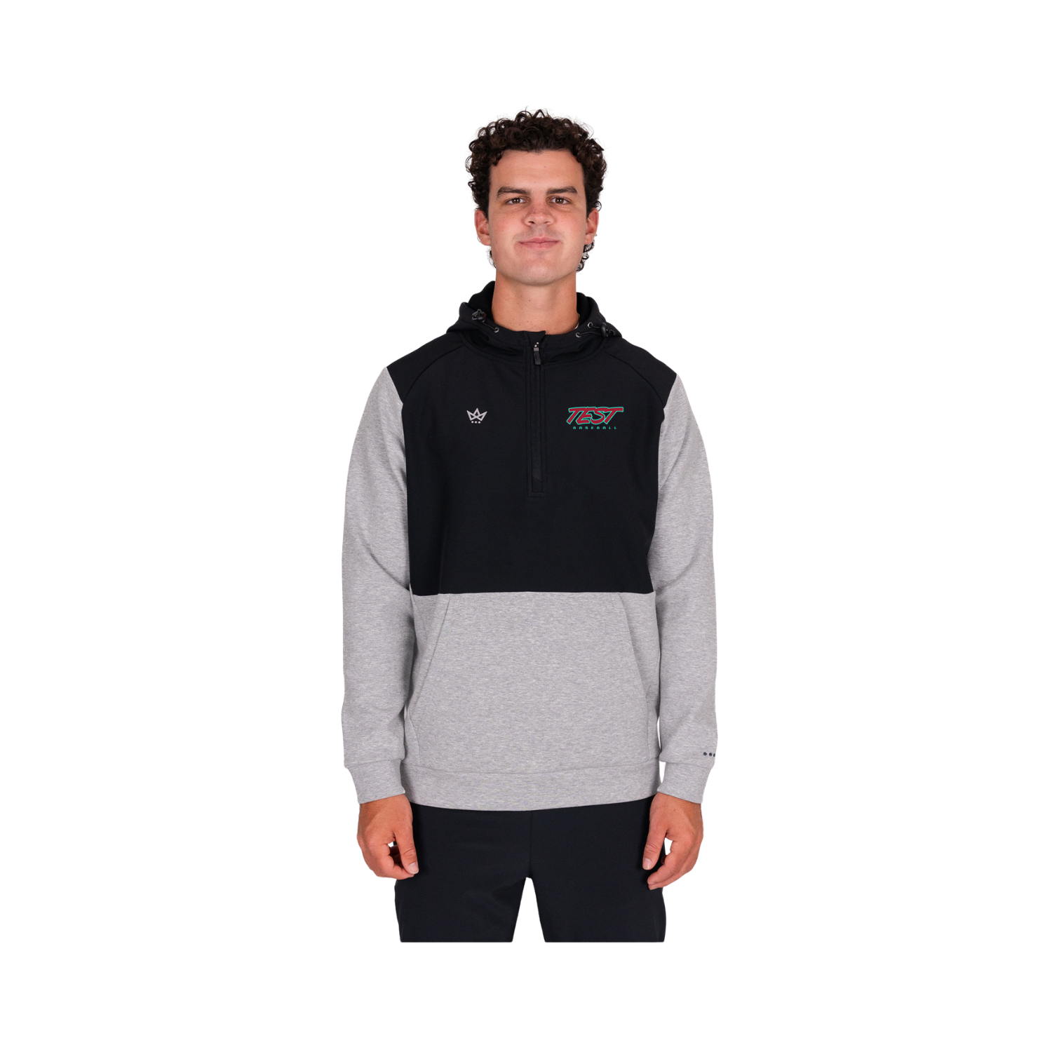 TEST ROYALKNIT PANELED HOODIE - HEATHER STERLING / ONYX