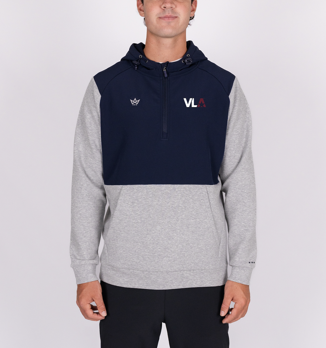 VOLLEYBALL LEAGUE  OF AMERICA '26 ROYALKNIT PANELED HOODIE - HEATHER STERLING / NAVY