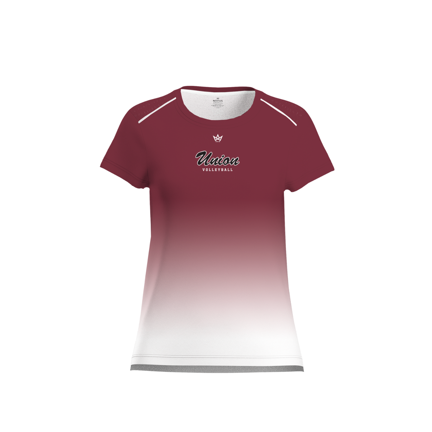 UNION COLLEGE VOLLEYBALL WOMEN'S AURA TEE [MAROON FADE]