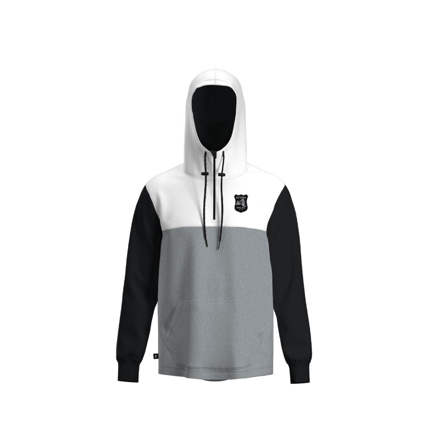 ROTTERDAM PD PANELED HOODIE [GREY/WHITE/BLACK]