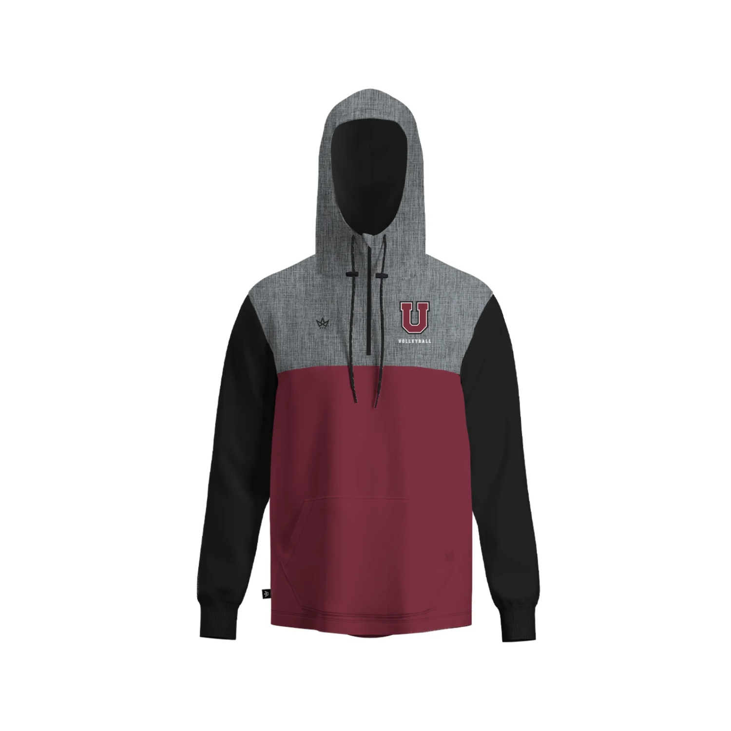UNION COLLEGE VOLLEYBALL PANELED HOODIE [MAROON/BLACK]