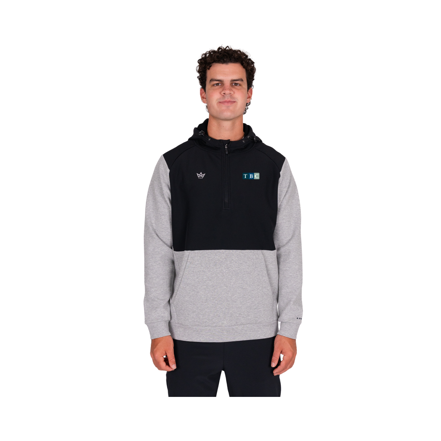 TBC ROYALKNIT PANELED HOODIE - HEATHER STERLING / ONYX