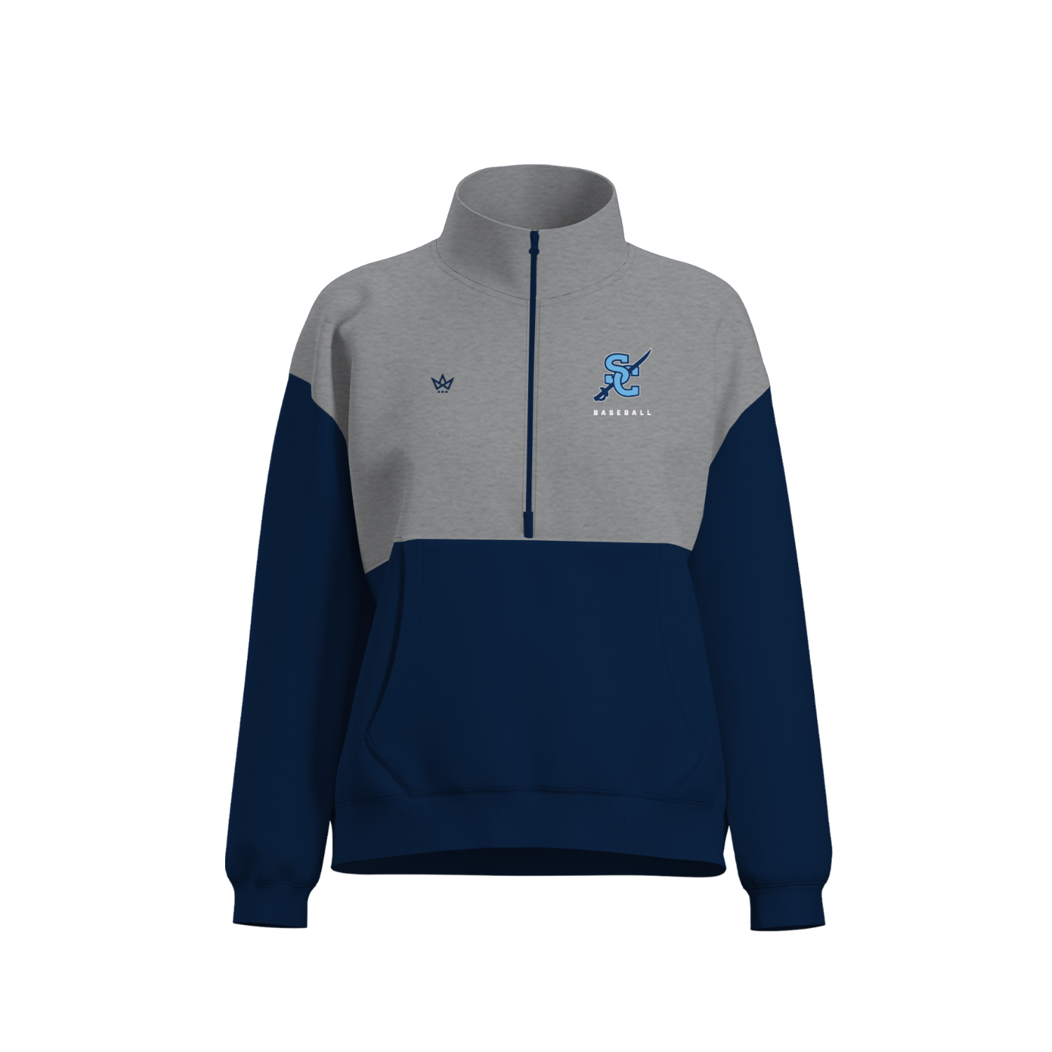 SOUTHSIDE CHRISTIAN SCHOOL BASEBALL WOMEN'S COTTON FLEECE HALF-ZIP [NAVY/GREY]