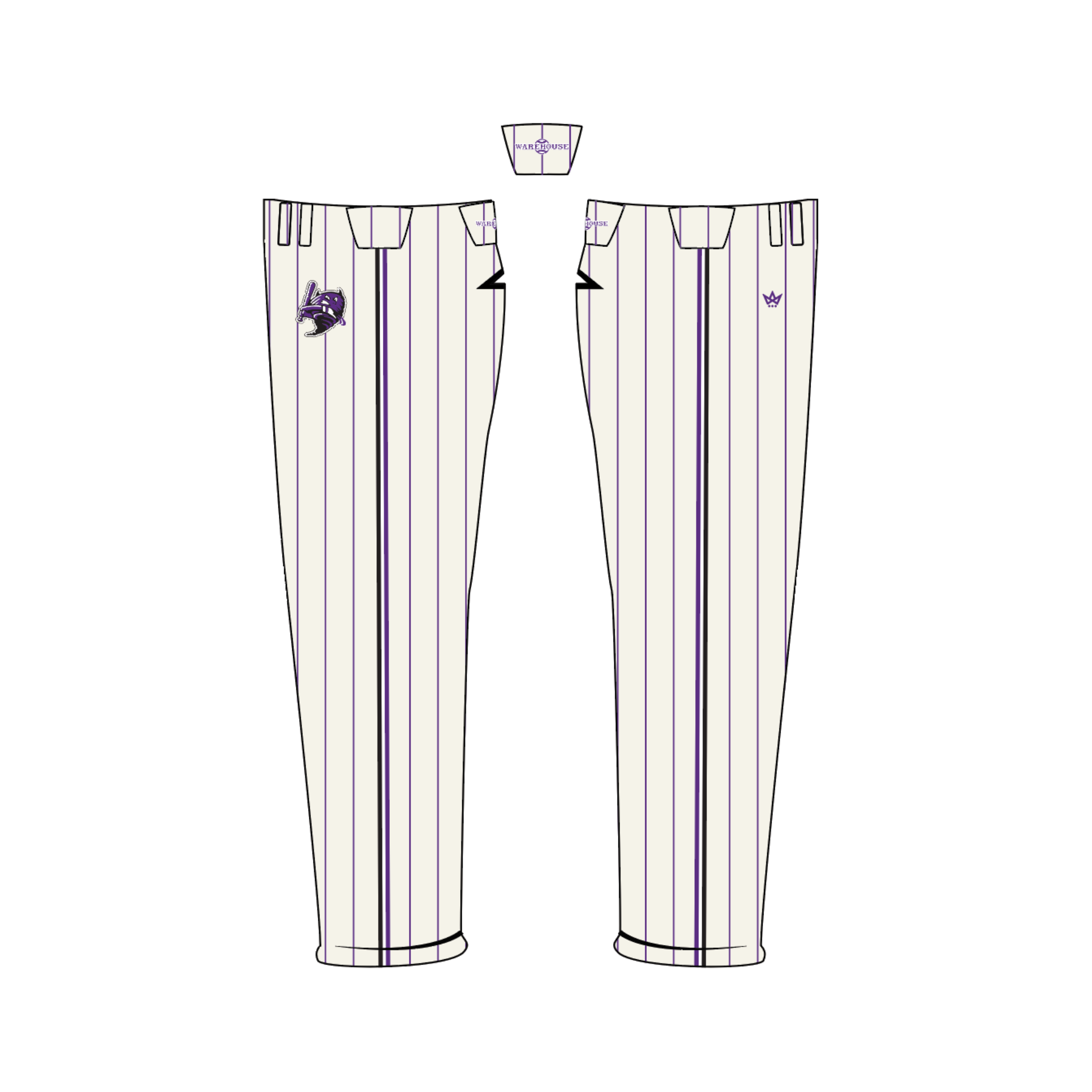 BASEBALL WAREHOUSE DUST DEVILS BASEBALL LONG PANTS ELASTIC BOTTOM [CREAM PINSTRIPE]