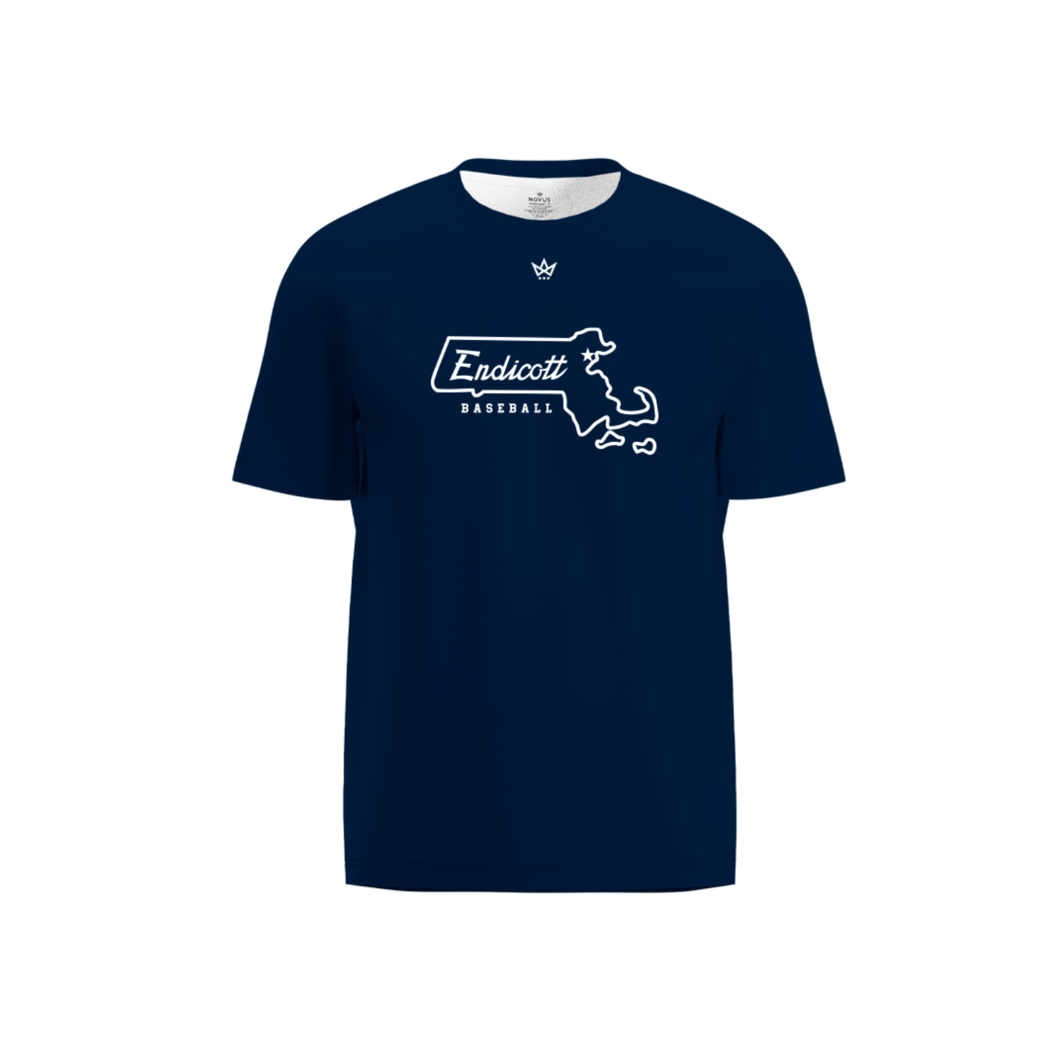 ENDICOTT BASEBALL PERFORMANCE SS TEE [NAVY/MASS OUTLINE]