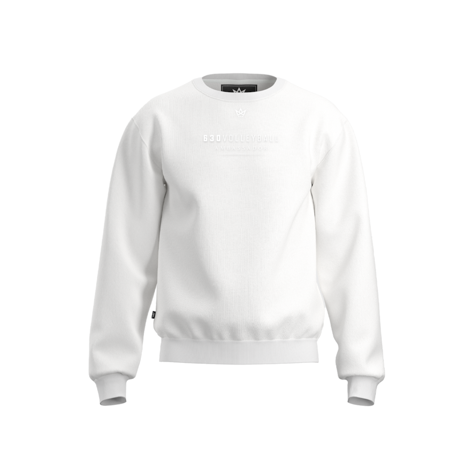 630 VOLLEYBALL AMBASSADOR COTTON FLEECE CREWNECK [WHITE/WHITE EMBROIDERY]