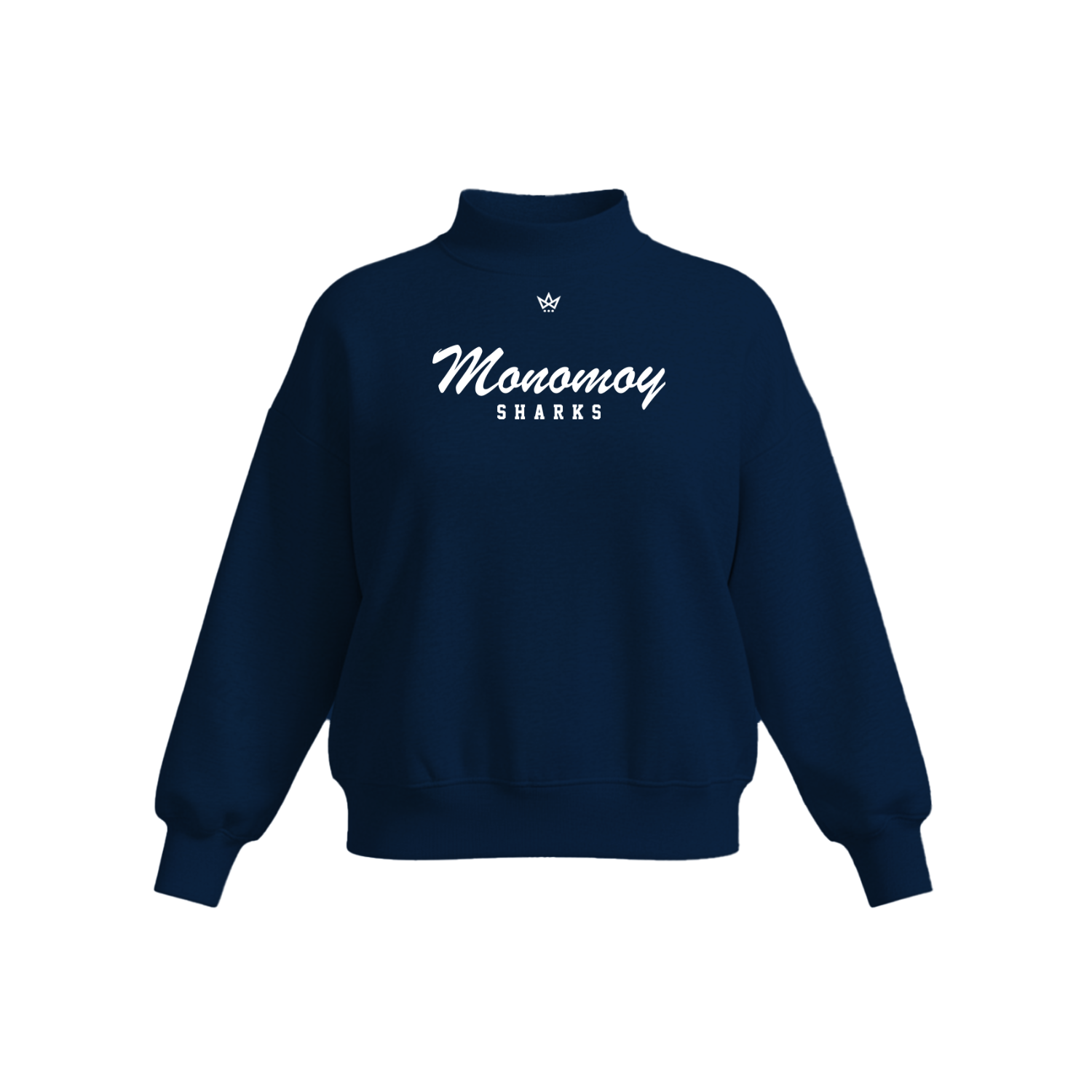 MONOMOY GIRLS BASKETBALL WOMEN'S COTTON FLEECE MOCKNECK - EMB [NAVY 2 LOGO]