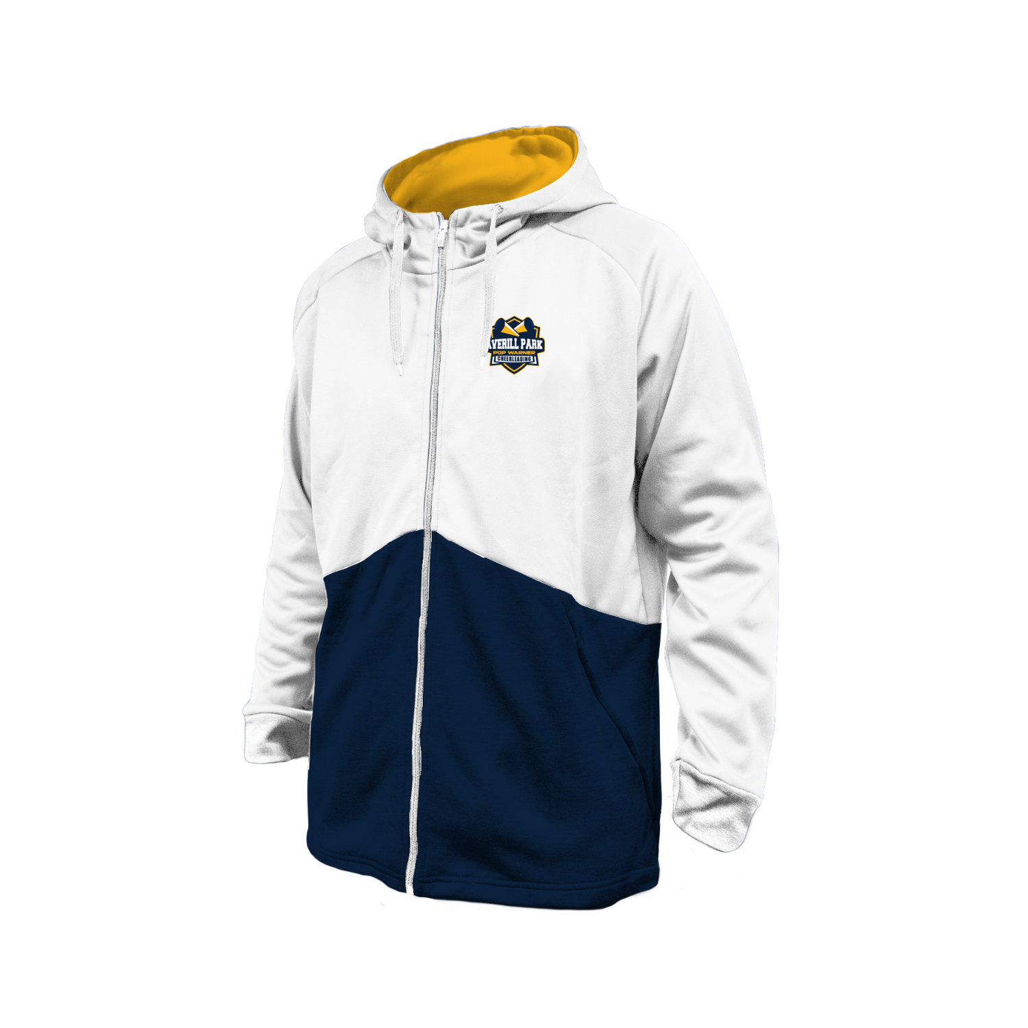 AVERILL PARK JR WARRIORS FOOTBALL PERFORMANCE FLEECE FULL-ZIP HOODIE (CHEER/WHITE)