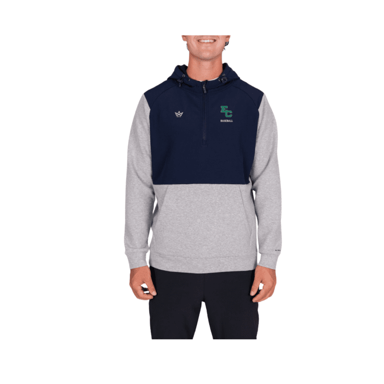 ENDICOTT BASEBALL ROYALKNIT PANELED HOODIE - HEATHER STERLING / NAVY