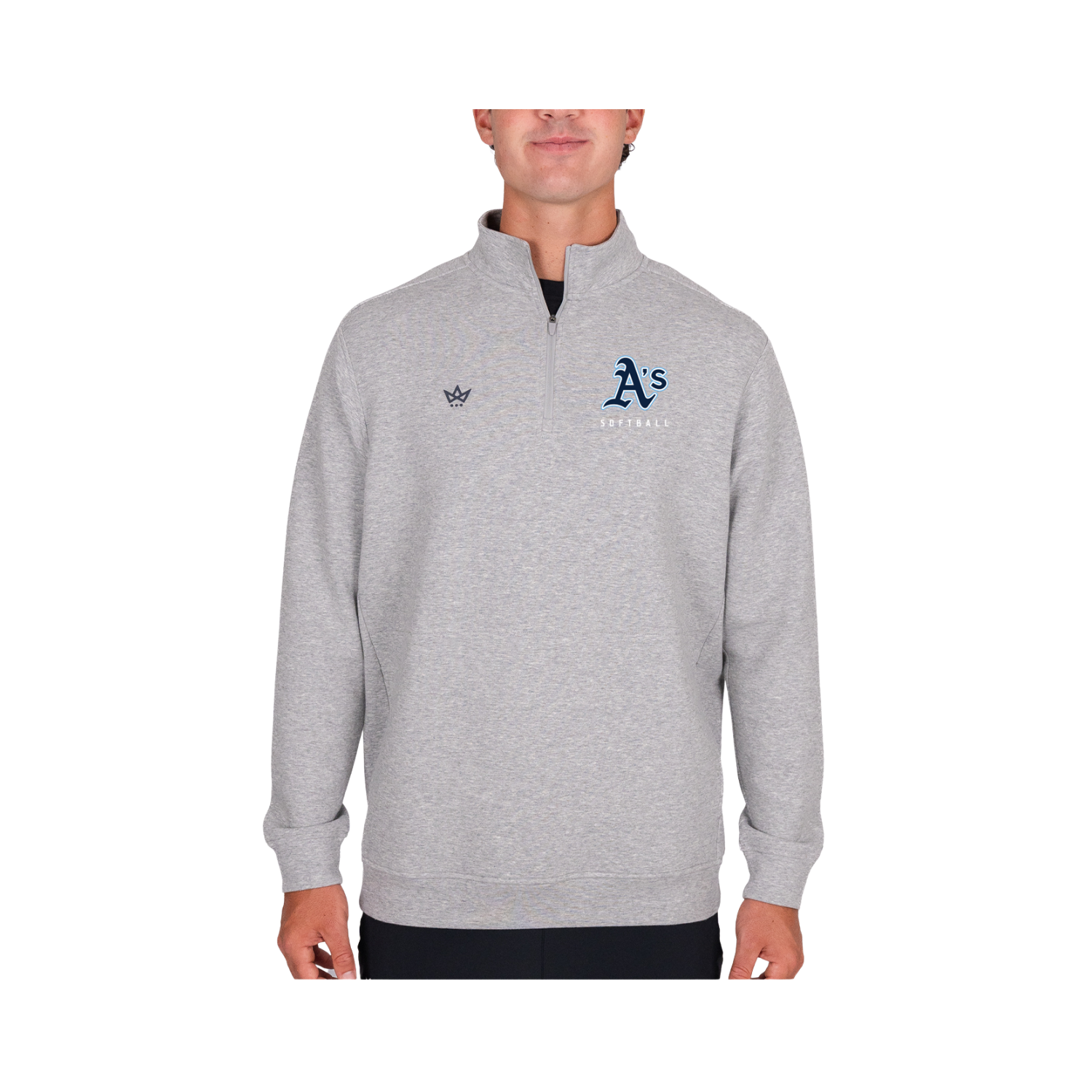 TOP LEVEL ATHLETICS SOFTBALL ROYALKNIT QUARTER-ZIP - HEATHER STERLING