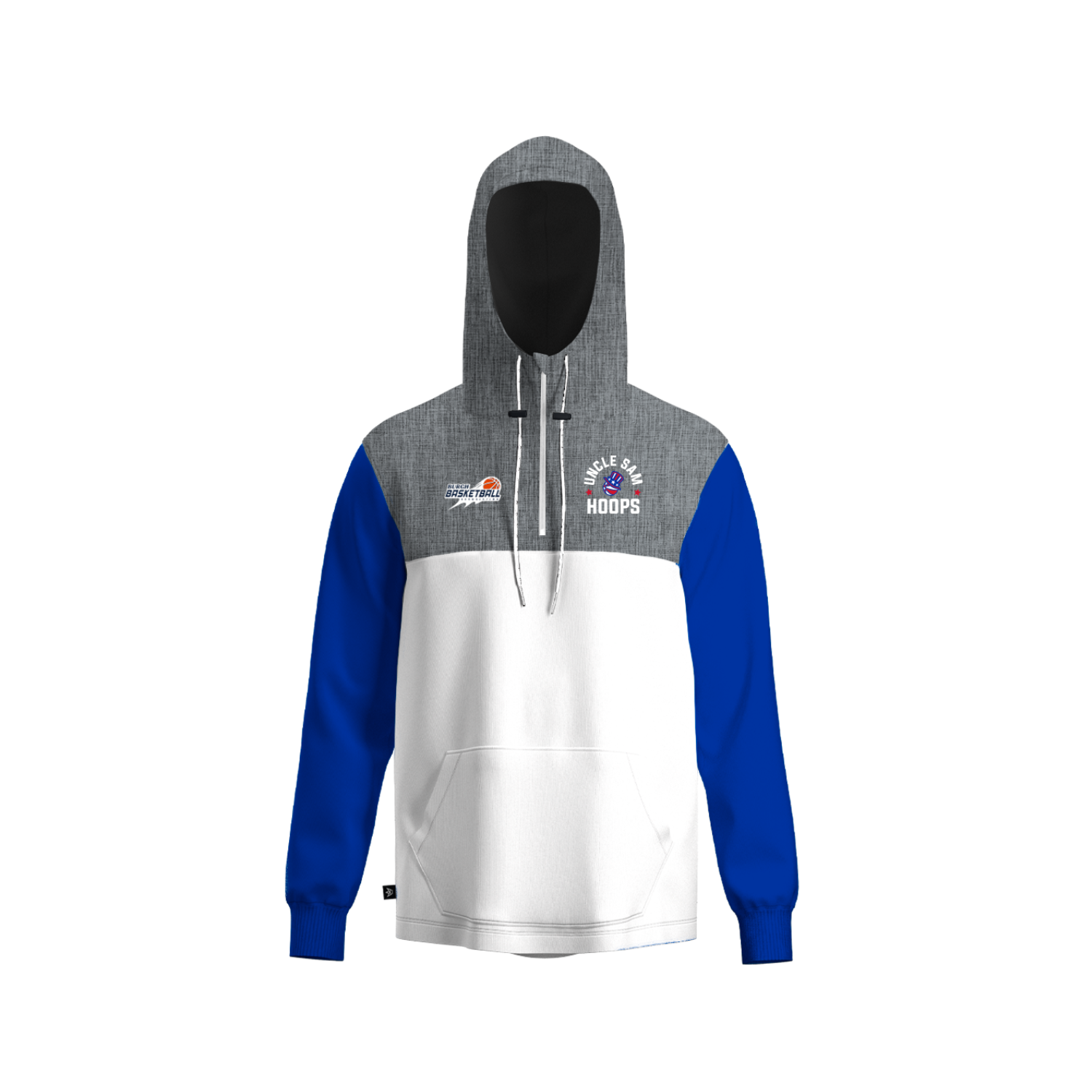 UNCLE SAM HOOPS PANELED HOODIE [WHITE/GRAY/BLUE]
