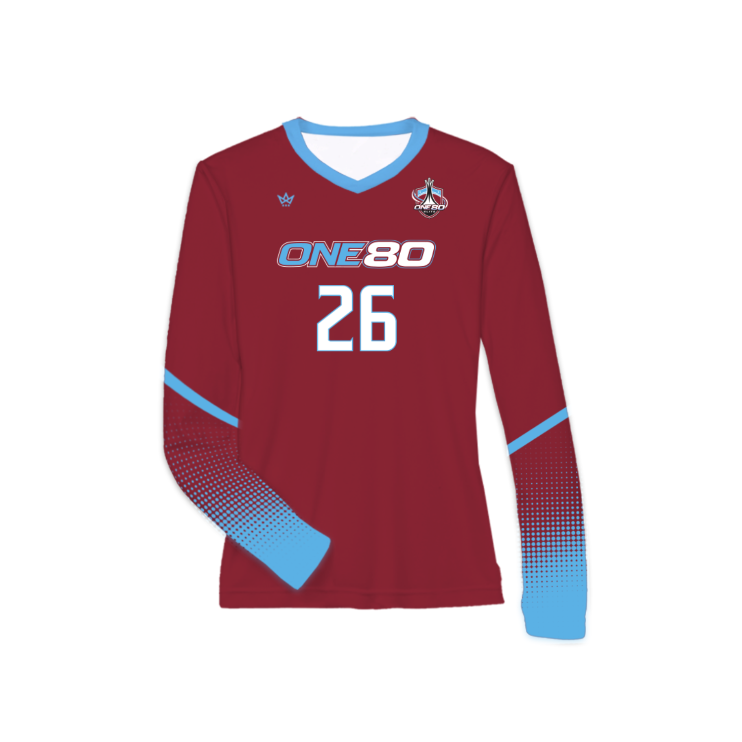 ONE80 ELITE VOLLEYBALL CLUB WOMEN'S VOLLEYBALL LS V-NECK JERSEY [MAROON]
