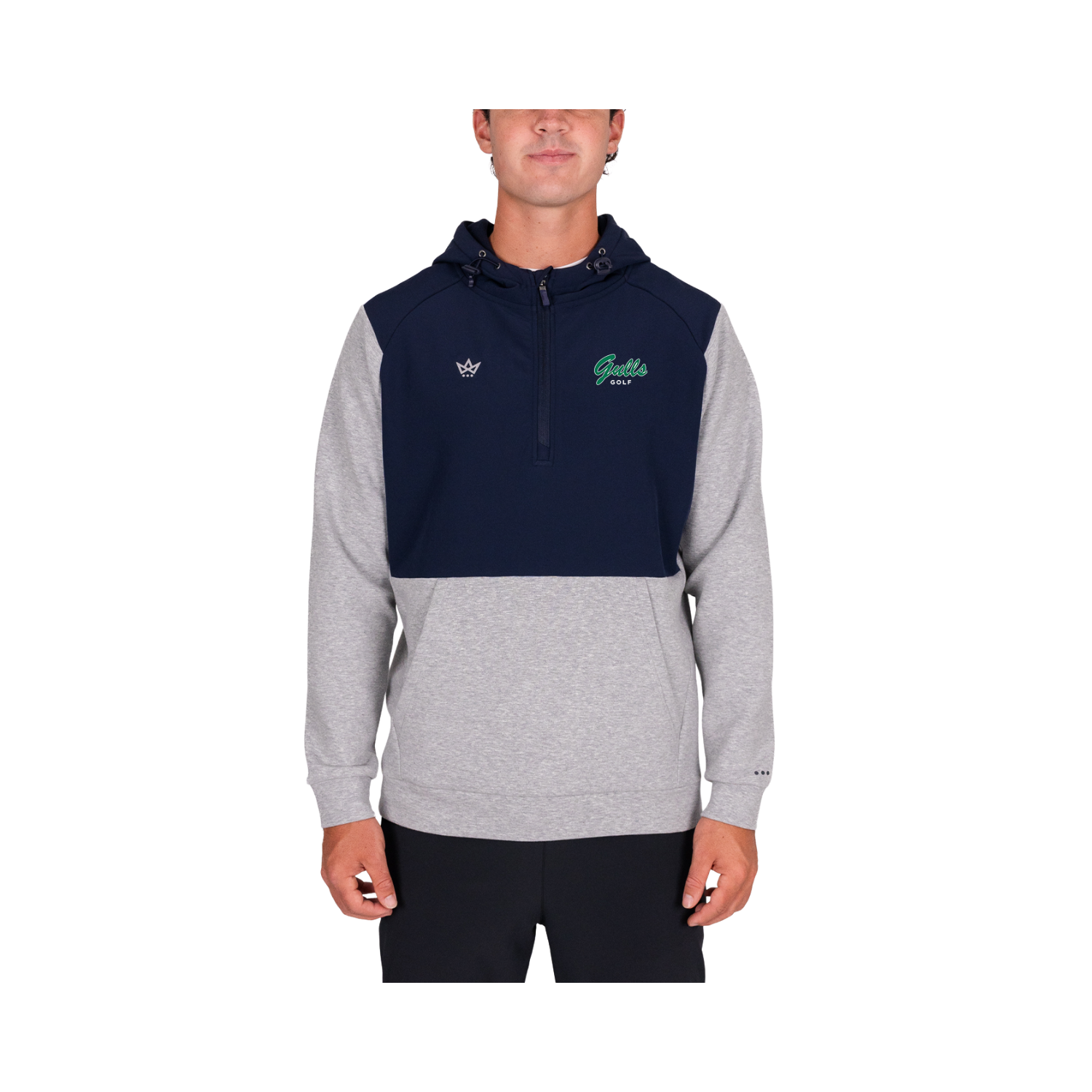 ENDICOTT GOLF ROYALKNIT PANELED HOODIE - HEATHER STERLING / NAVY
