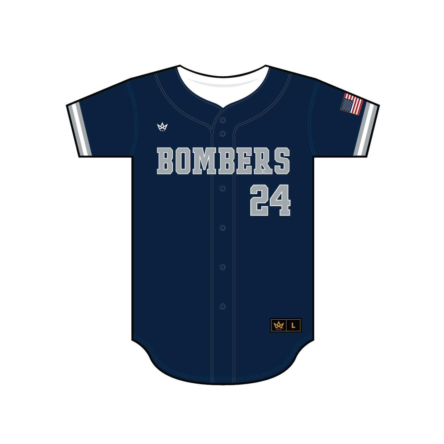 TC BOMBERS BASEBALL FULL BUTTON JERSEY [NAVY]