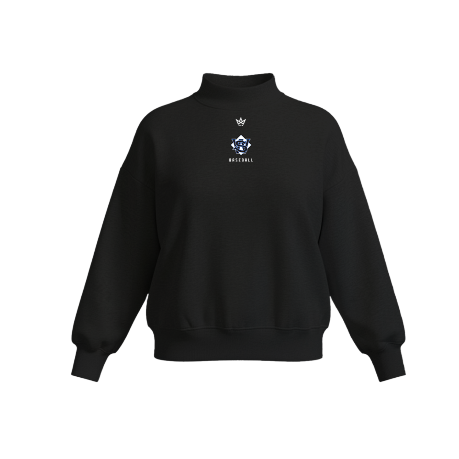 SARATOGA WILTON YOUTH BASEBALL WOMEN'S COTTON FLEECE MOCKNECK - EMB [BLACK]