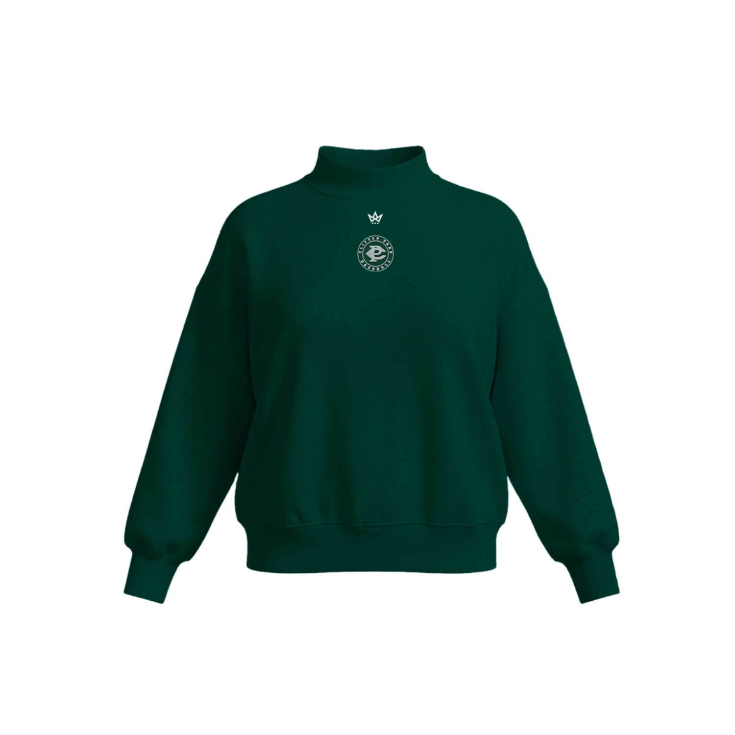 CLIFTON PARK TRAVEL BASEBALL WOMEN'S COTTON FLEECE MOCKNECK - EMB - GREEN