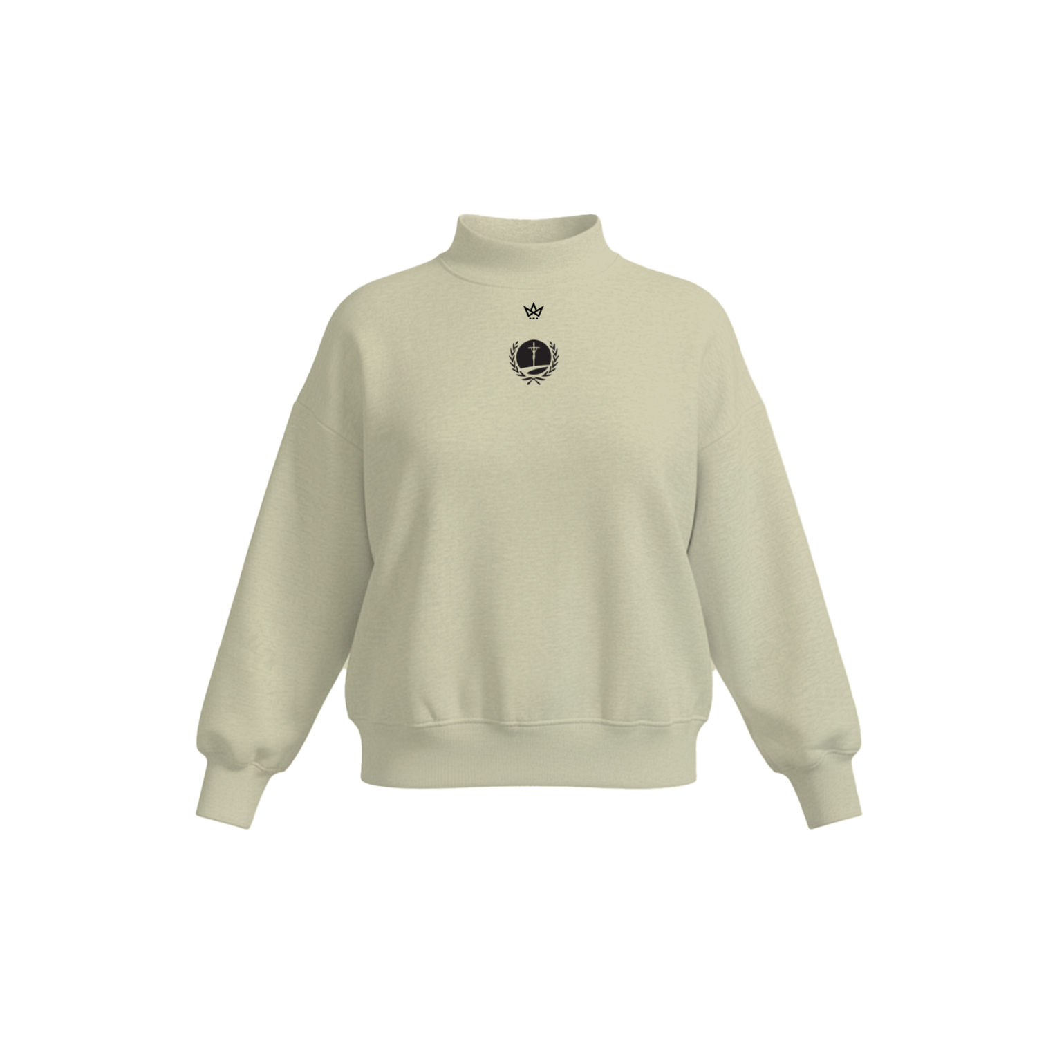 FOCUS GREEK WOMEN'S COTTON FLEECE MOCKNECK - CREAM