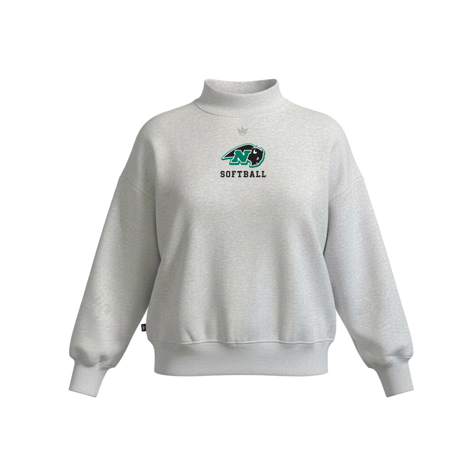 NICHOLS SOFTBALL WOMEN'S COTTON FLEECE MOCKNECK - EMB [BISON]