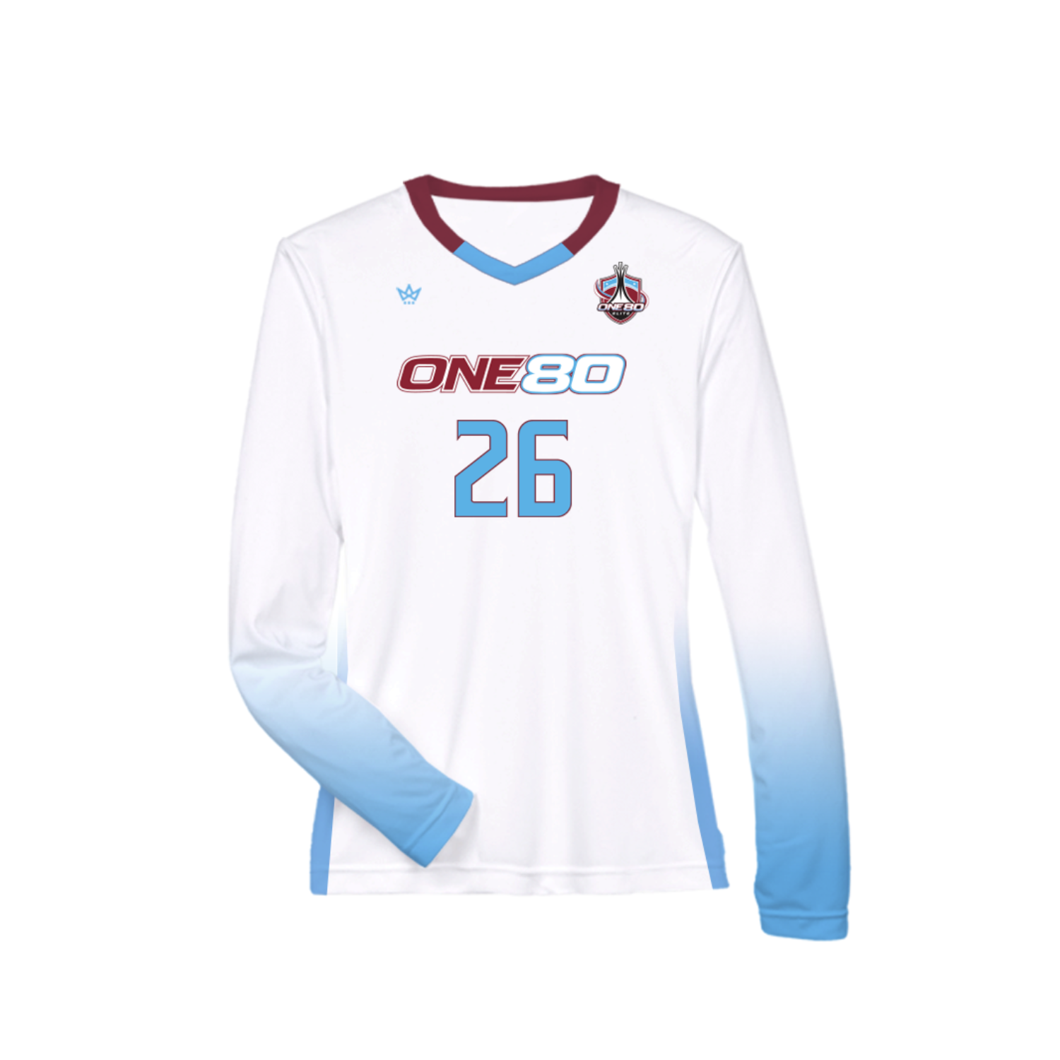 ONE80 ELITE VOLLEYBALL CLUB WOMEN'S VOLLEYBALL LS V-NECK JERSEY [WHITE]