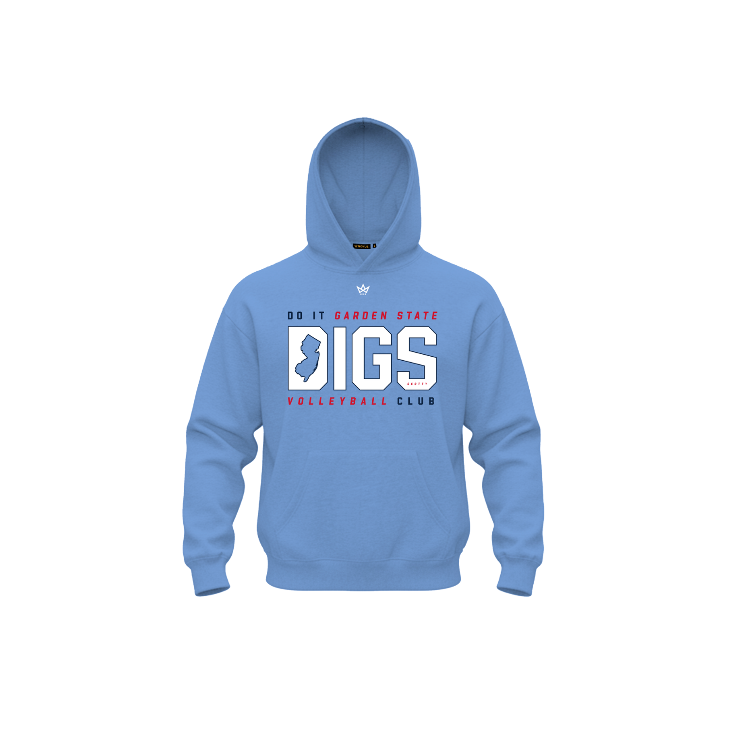 DIGS VOLLEYBALL CLUB COTTON FLEECE HOODIE - LIGHT BLUE