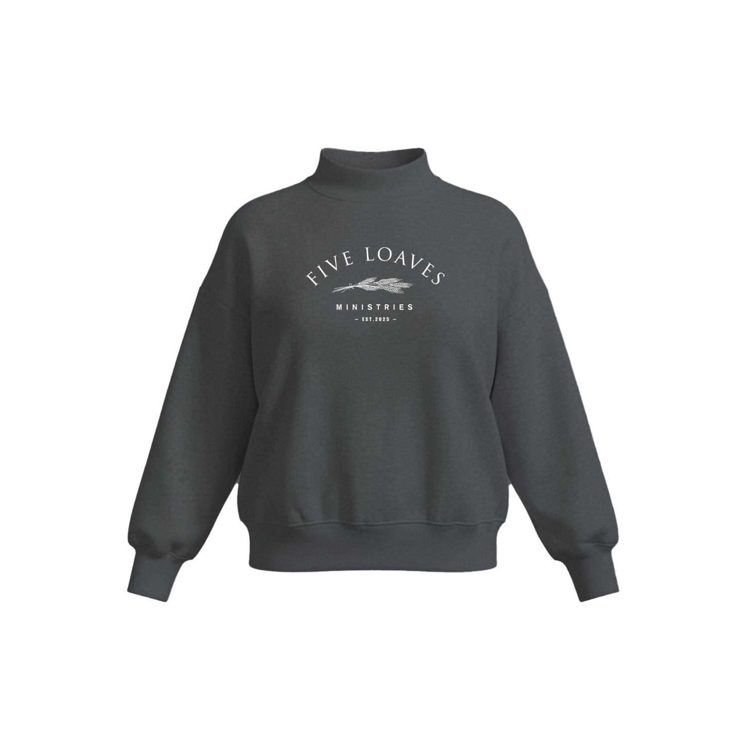 FIVE LOAVES MINISTRIES WOMEN'S COTTON FLEECE MOCKNECK