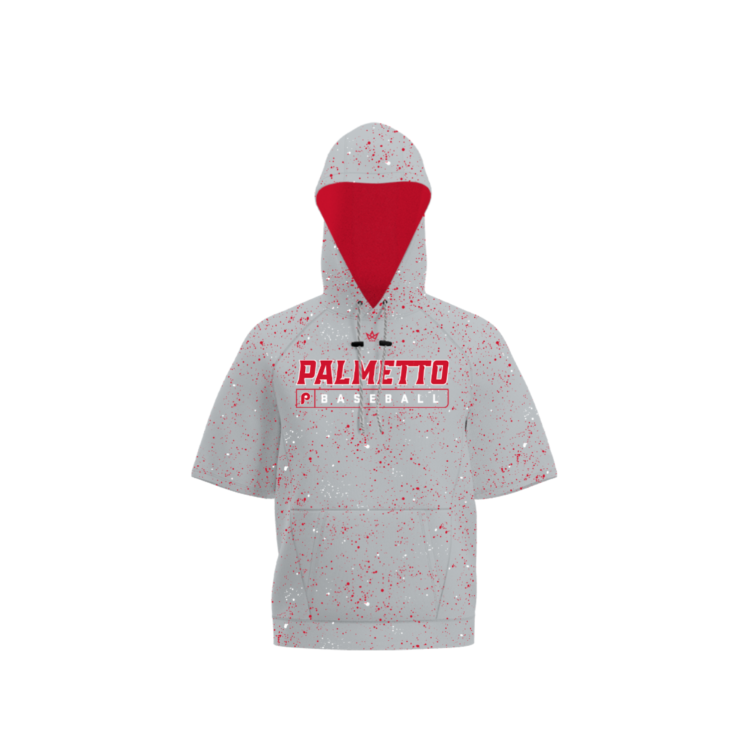PALMETTO HS BASEBALL SUB PERFORMANCE FLEECE SS HOODIE [[RED/WHITE SPLATTER]