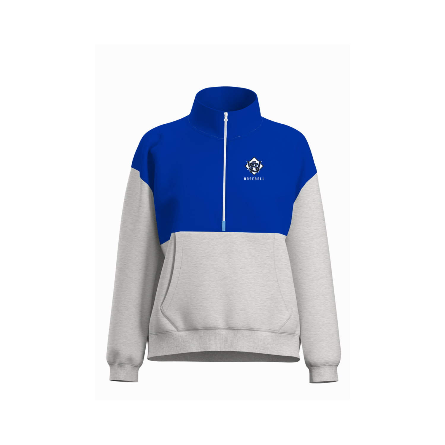 SARATOGA WILTON YOUTH BASEBALL WOMEN'S COTTON FLEECE HALF-ZIP [BLUE/GREY]