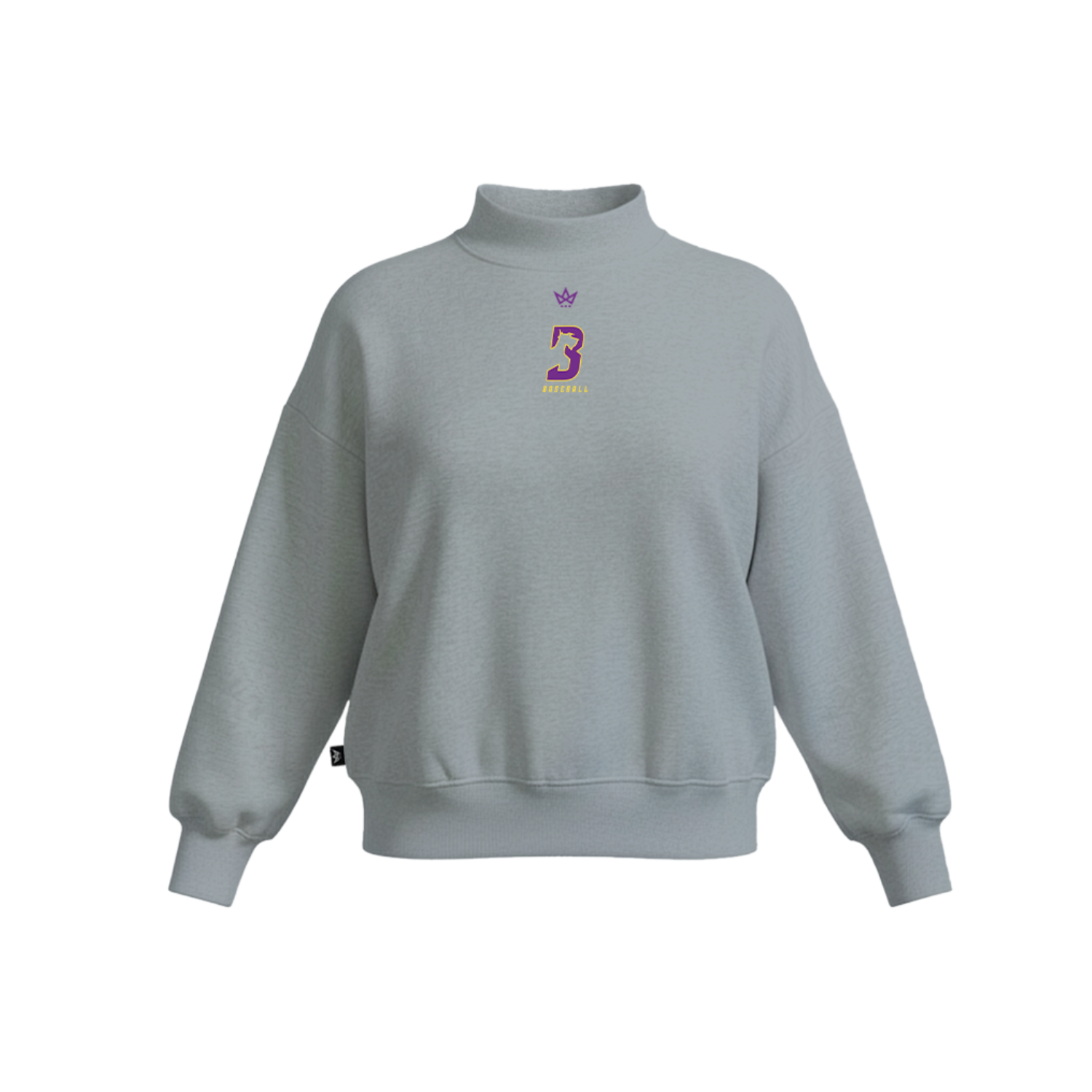 B-SPA YOUTH BASEBALL WOMEN'S COTTON FLEECE MOCKNECK - EMB [GREY]
