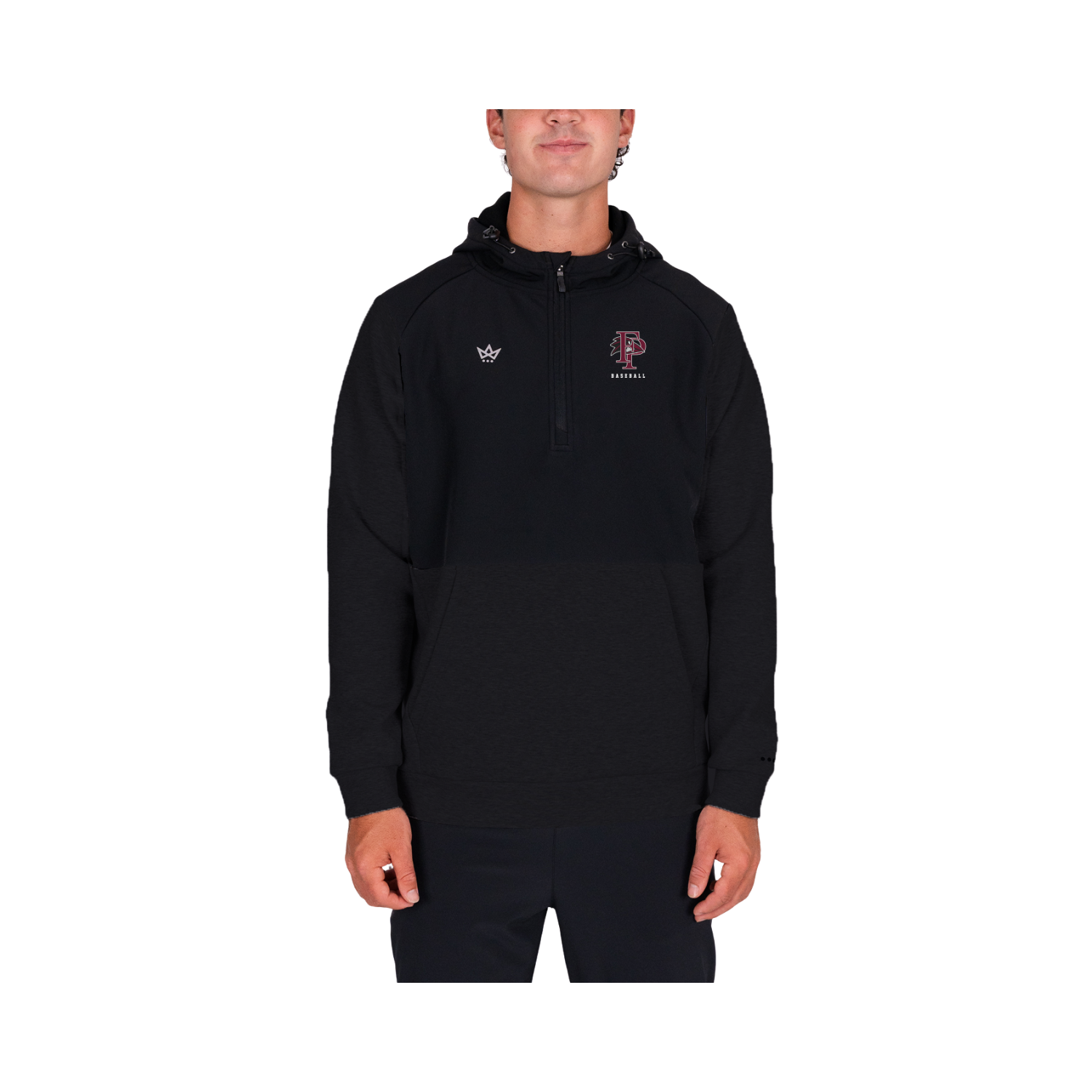 FRANKLIN PIERCE BASEBALL ROYALKNIT PANELED HOODIE - ONYX/ONYX