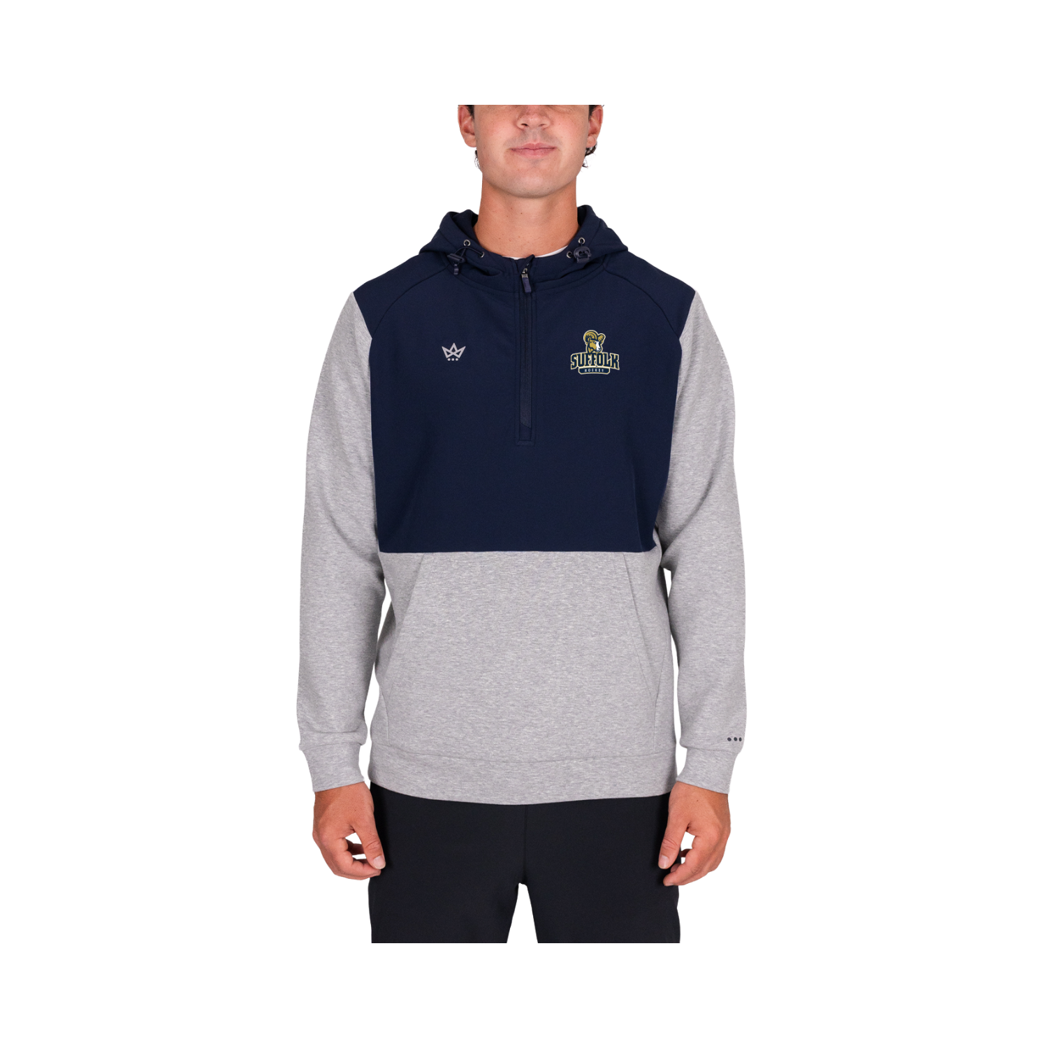 SUFFOLK HOCKEY ROYALKNIT PANELED HOODIE - HEATHER STERLING / NAVY