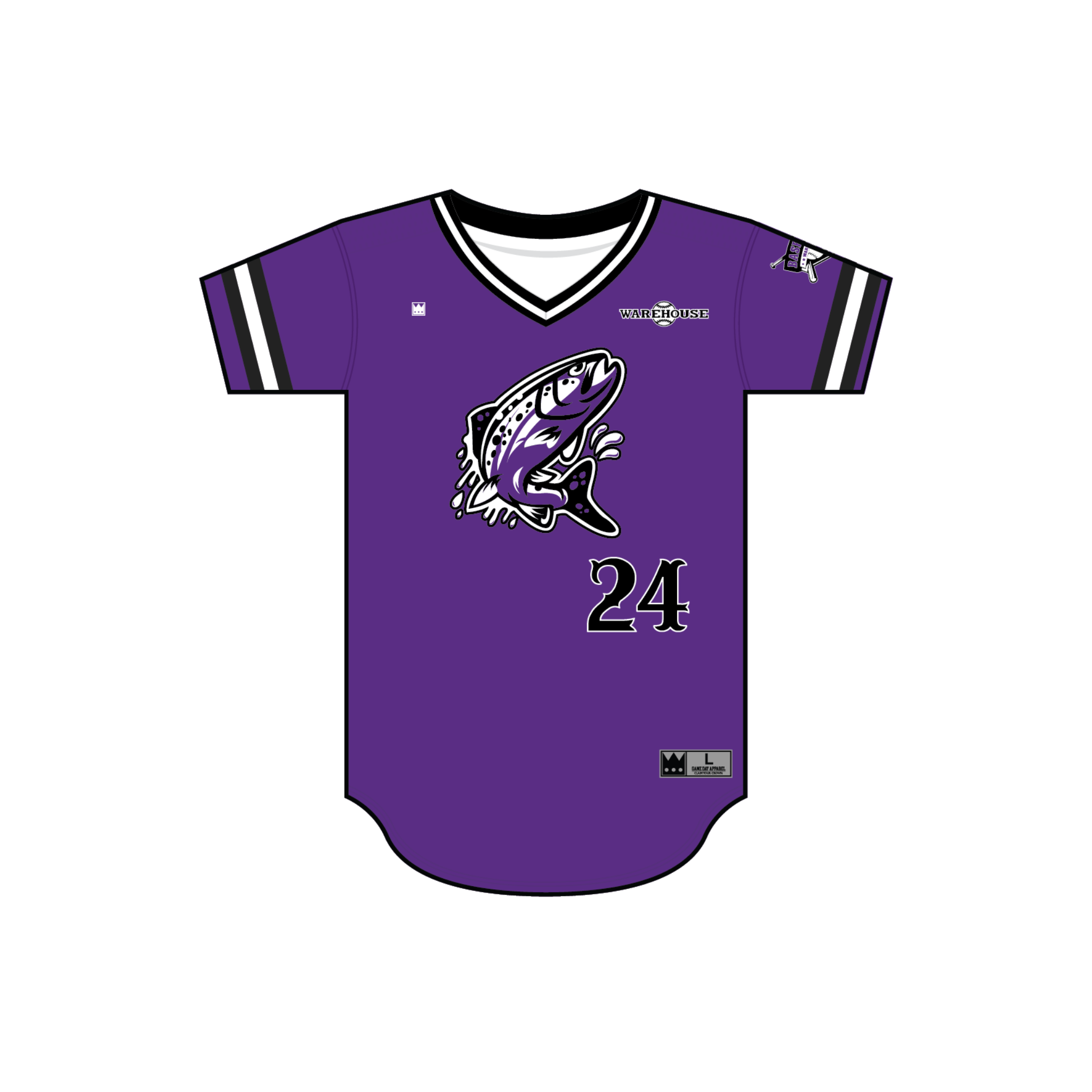 BASEBALL WAREHOUSE INDIANS BASEBALL V-NECK JERSEY [2025 PURPLE]