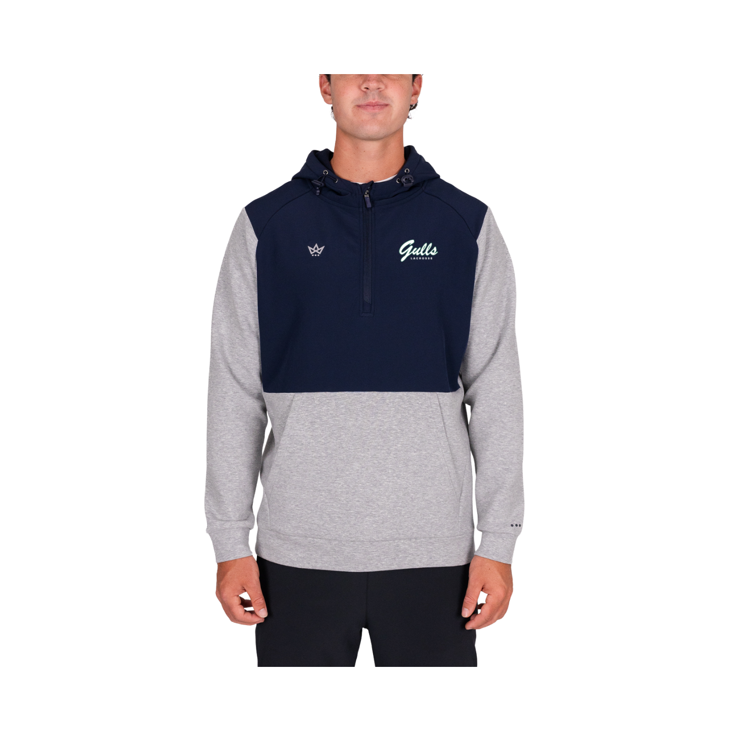 ENDICOTT LACROSSE ROYALKNIT PANELED HOODIE - HEATHER STERLING / NAVY
