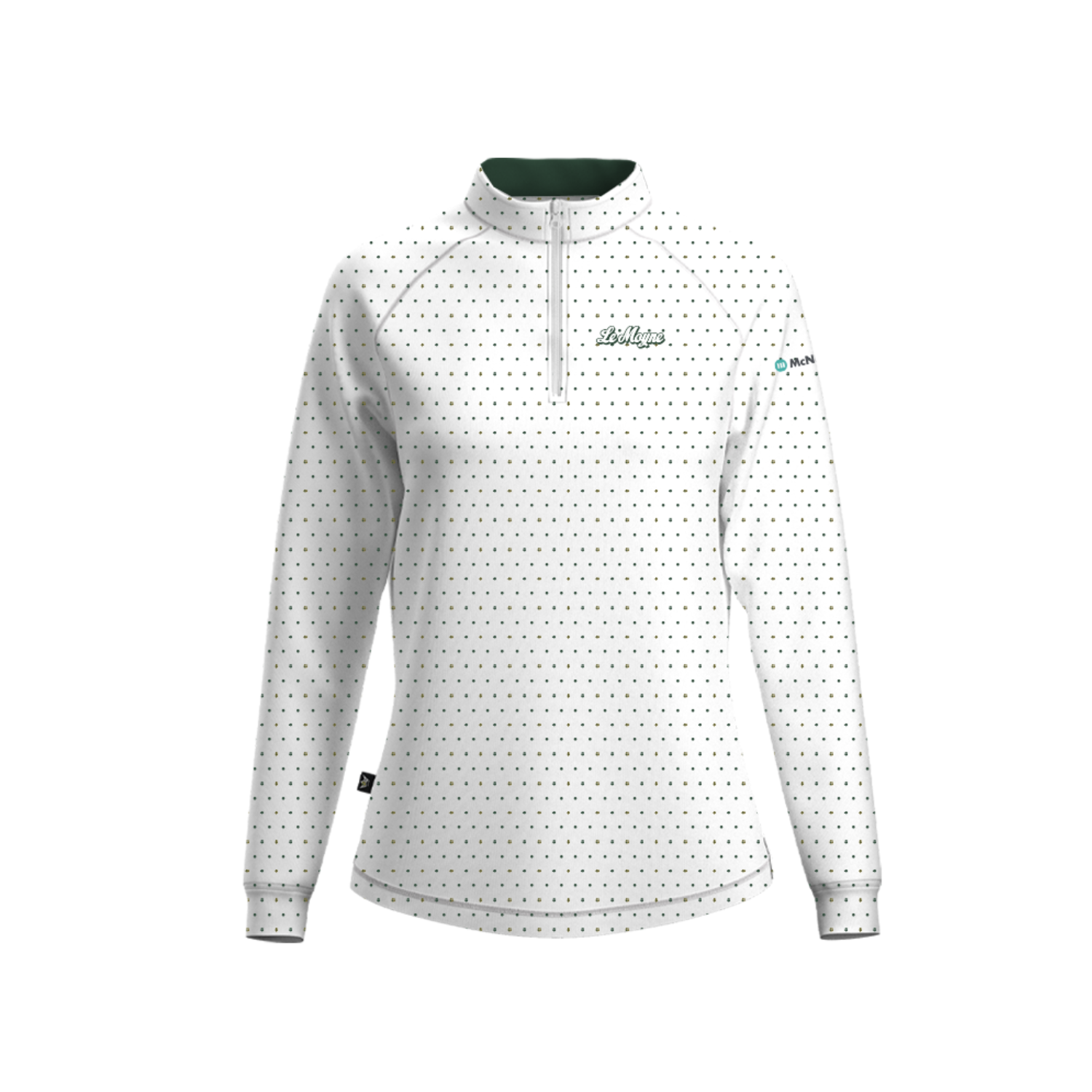 LEMOYNE GOLF TOURNEY WOMEN'S SUB PERFORMANCE QUARTER-ZIP [WHITE/GREEN DOTS]