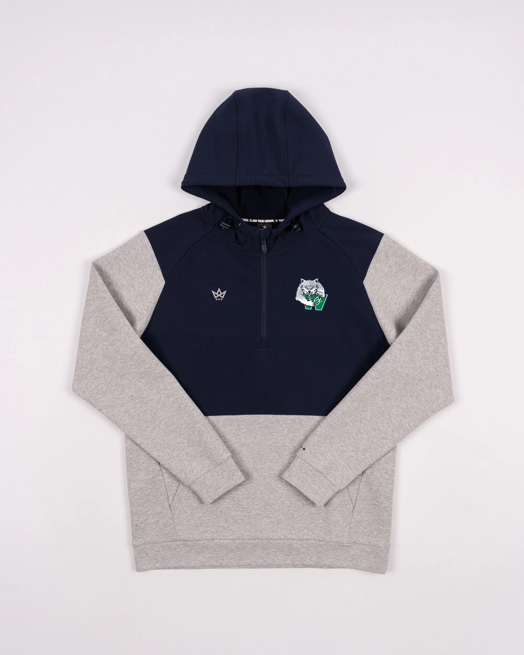 WOLFPACK HOCKEY ROYALKNIT PANELED HOODIE - HEATHER STERLING / NAVY