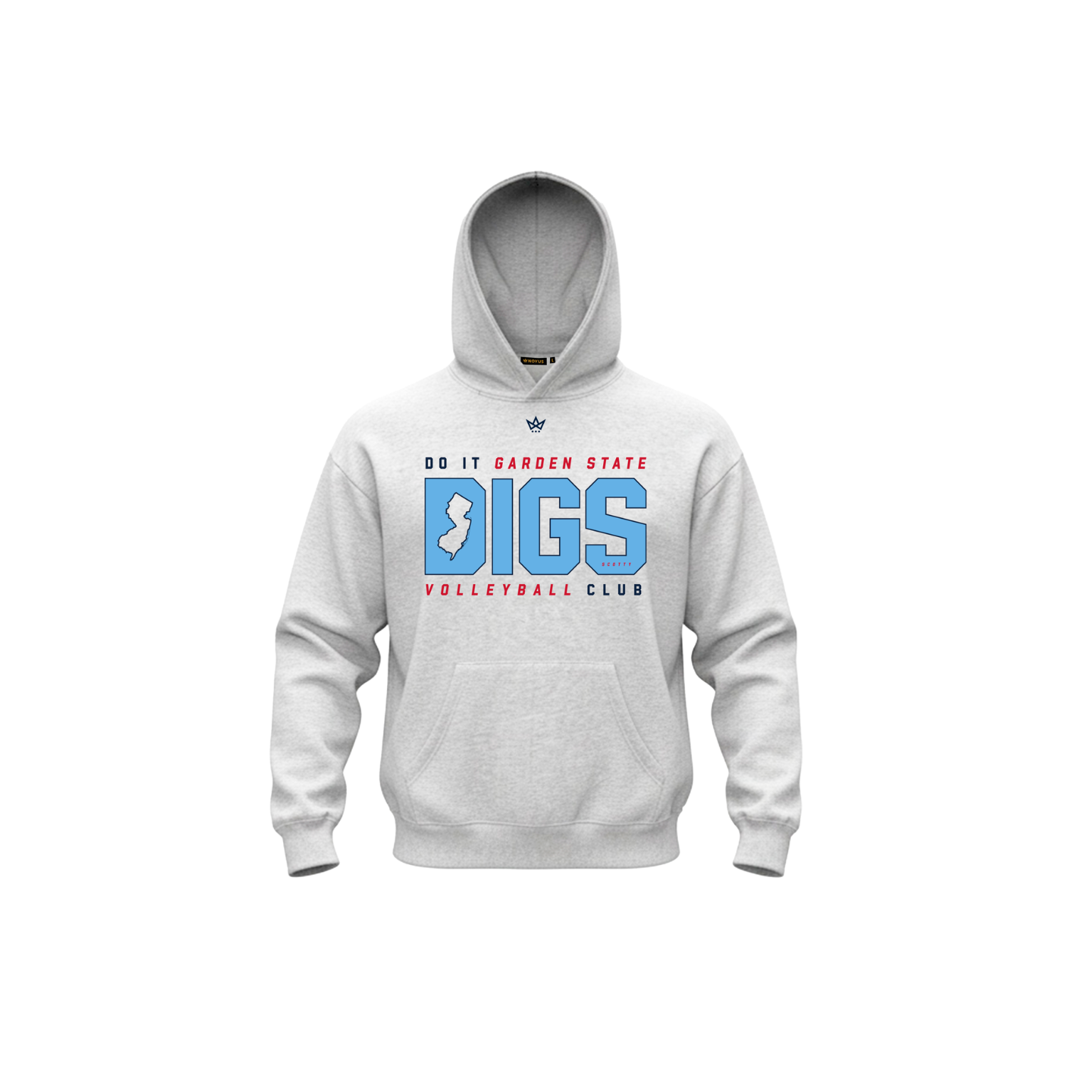 DIGS VOLLEYBALL CLUB COTTON FLEECE HOODIE - HEATHER GRAY