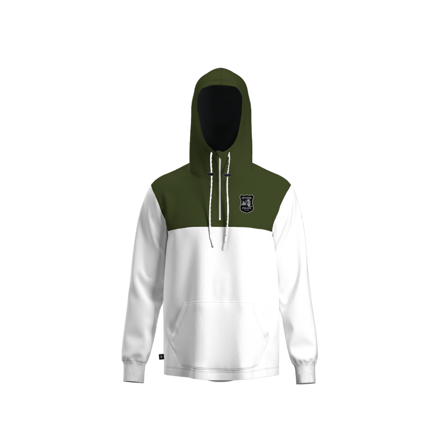 ROTTERDAM PD PANELED HOODIE [GREEN/WHITE]