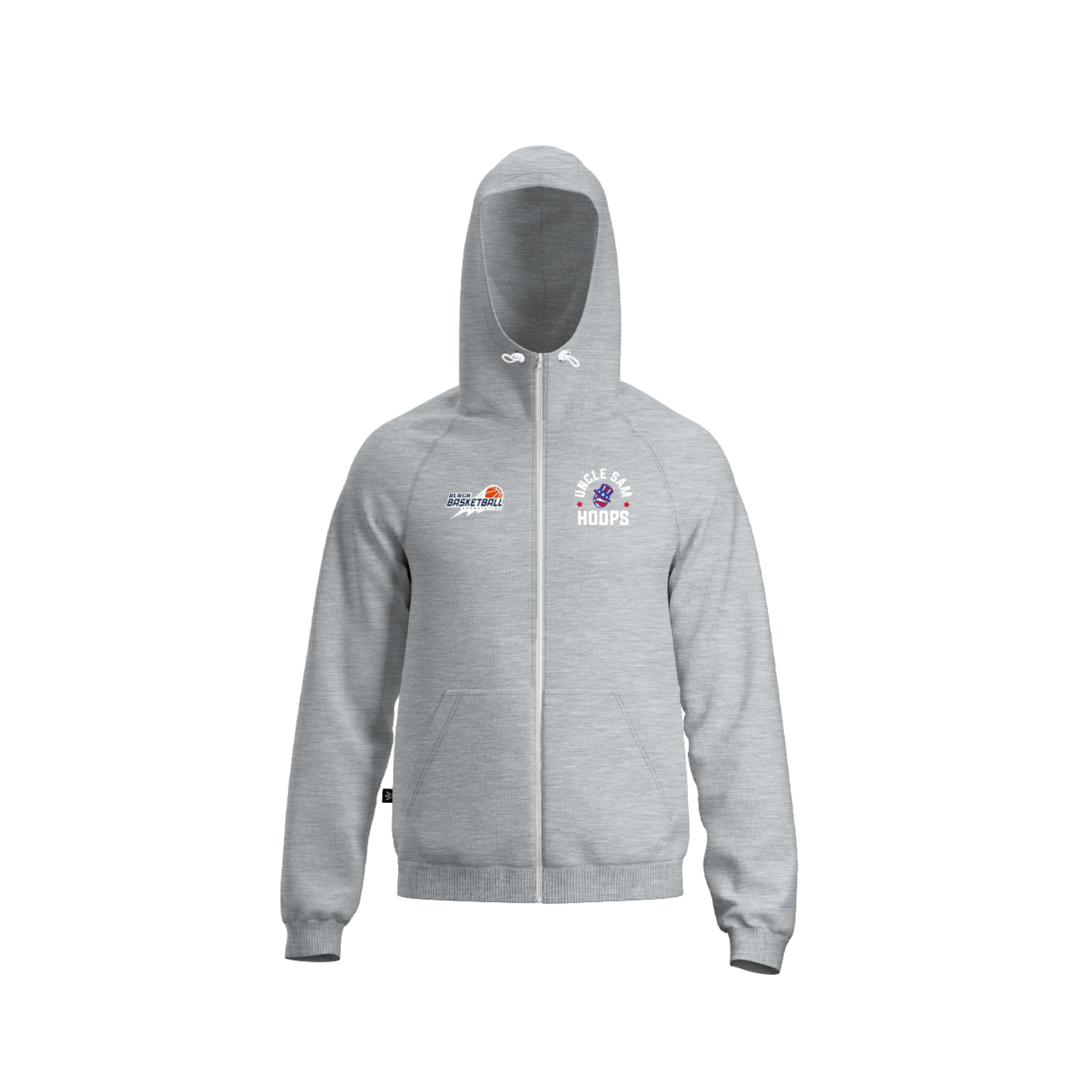 UNCLE SAM HOOPS COTTON FLEECE FULL-ZIP HOODIE [GRAY]