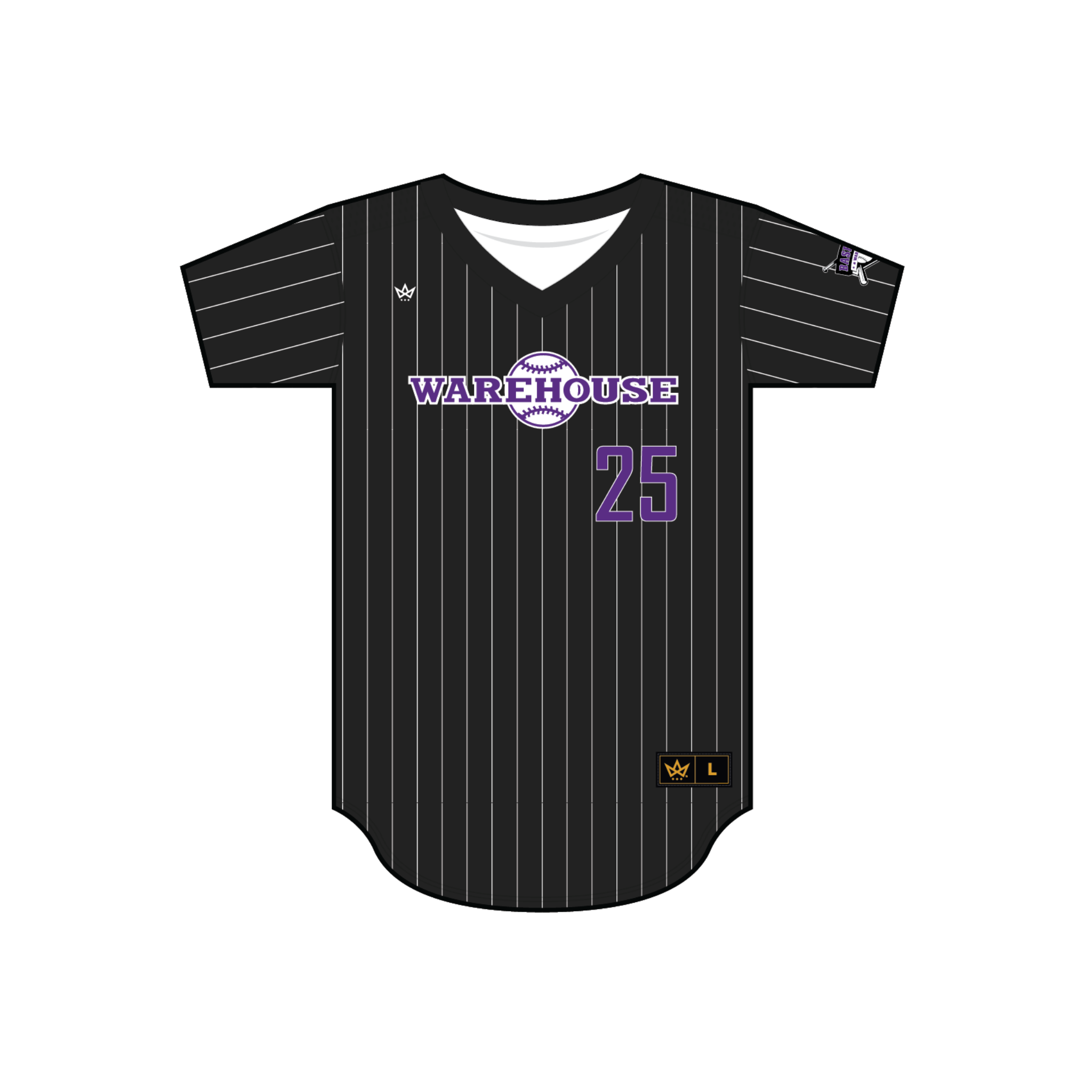 BASEBALL WAREHOUSE DUST DEVILS BASEBALL V-NECK JERSEY [BLACK PINSTRIPE]