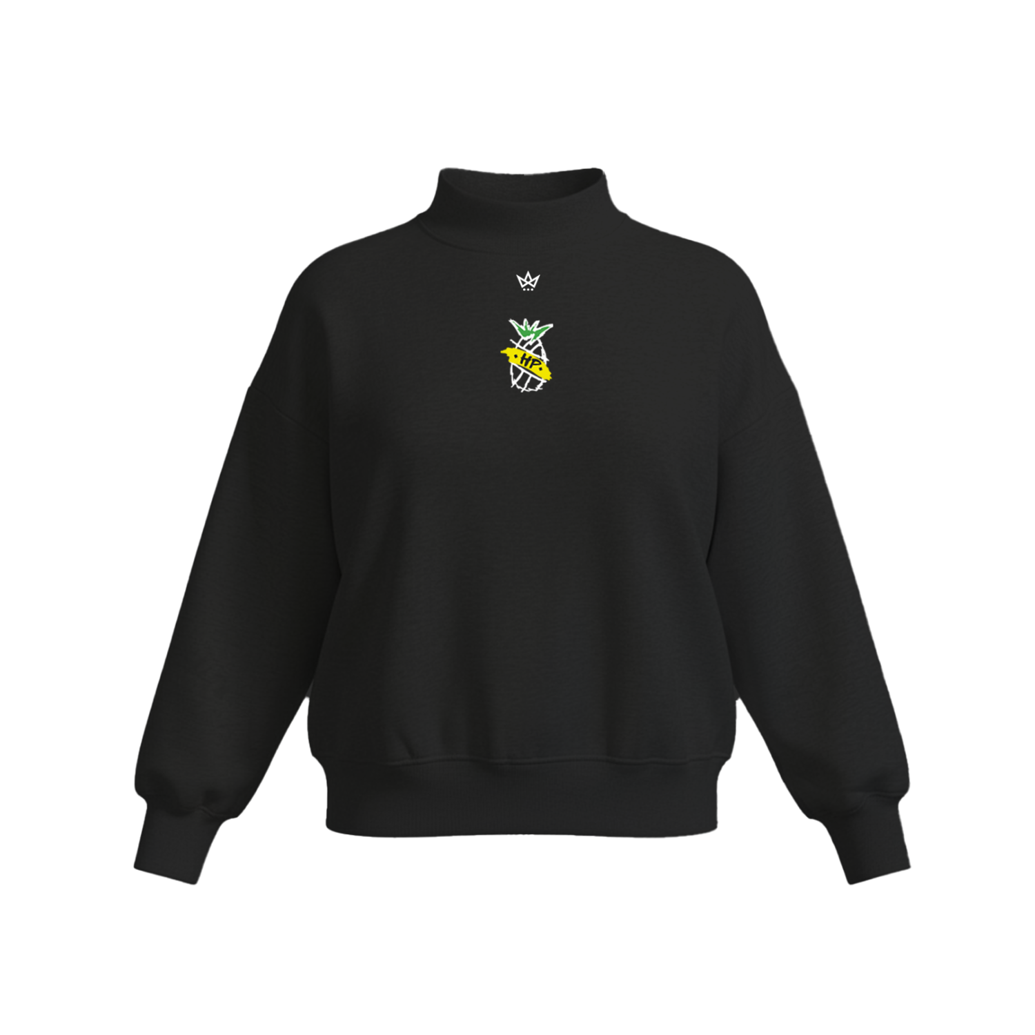 PINEAPPLE HIGH PERFORMANCE '26 WOMEN'S COTTON FLEECE MOCKNECK - EMB [BLACK]