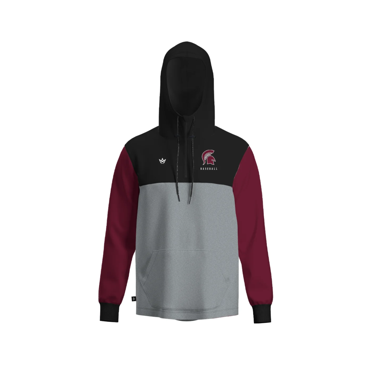 BHBL BASEBALL HOLIDAY STORE PANELED HOODIE [BLACK/GRAY/MAROON]