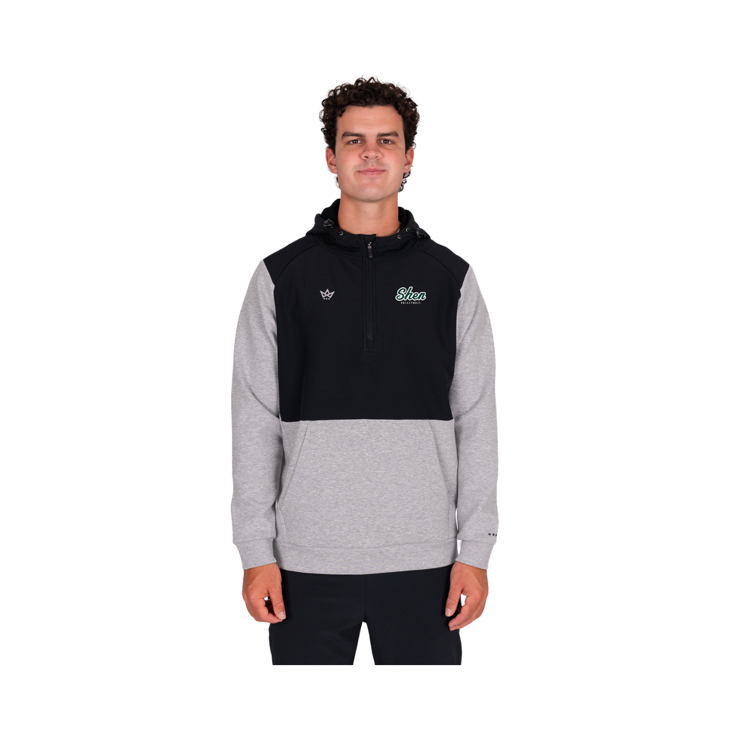 SHEN BOYS VOLLEYBALL ROYALKNIT PANELED HOODIE - HEATHER STERLING / ONYX