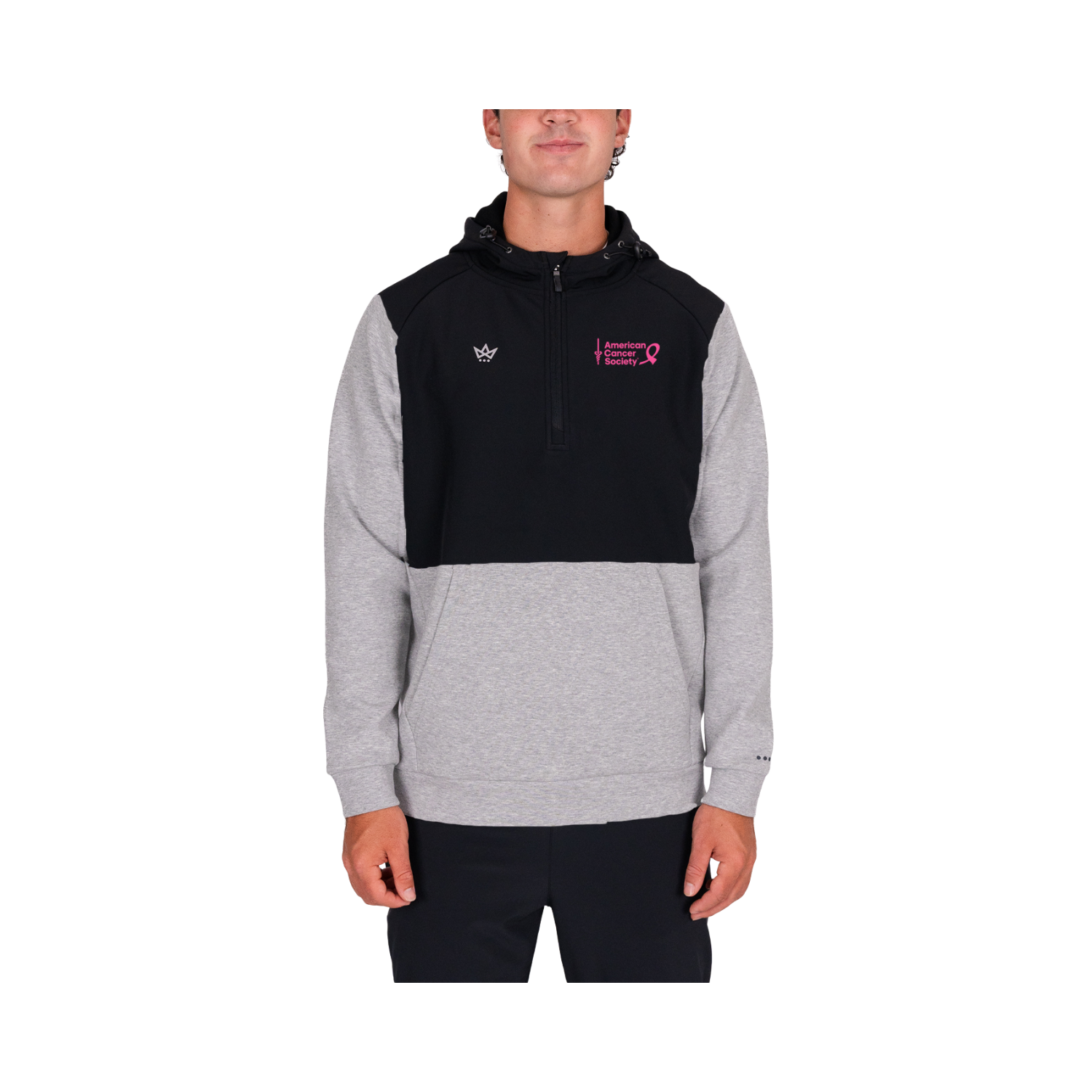 AMERICAN CANCER SOCIETY ROYALKNIT PANELED HOODIE - HEATHER STERLING / ONYX