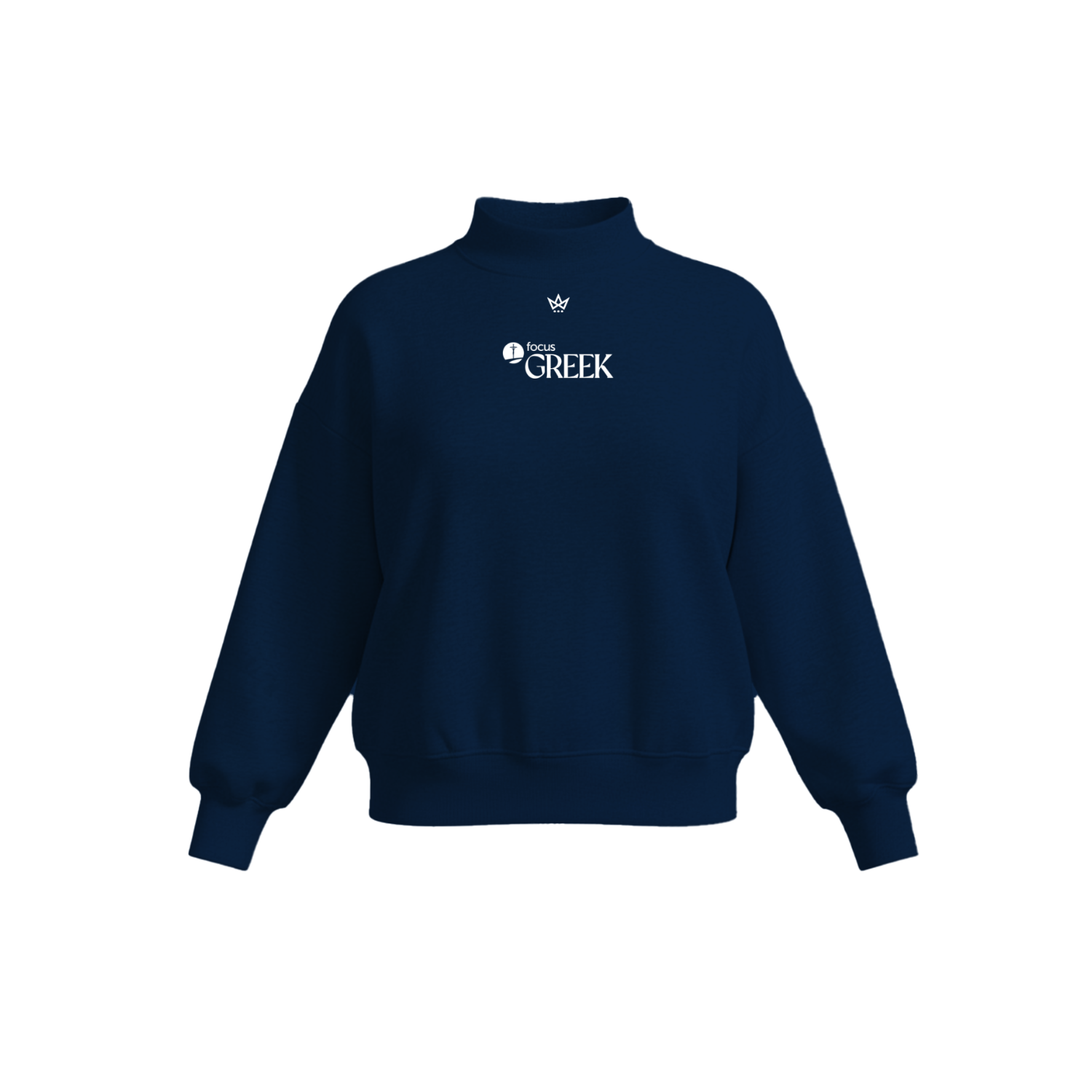 FOCUS GREEK WOMEN'S COTTON FLEECE MOCKNECK - NAVY
